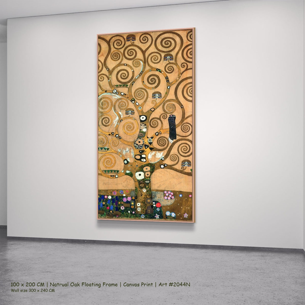 Gustav Klimt, The Tree of Life — 100x200 natural oak floating frame 2
