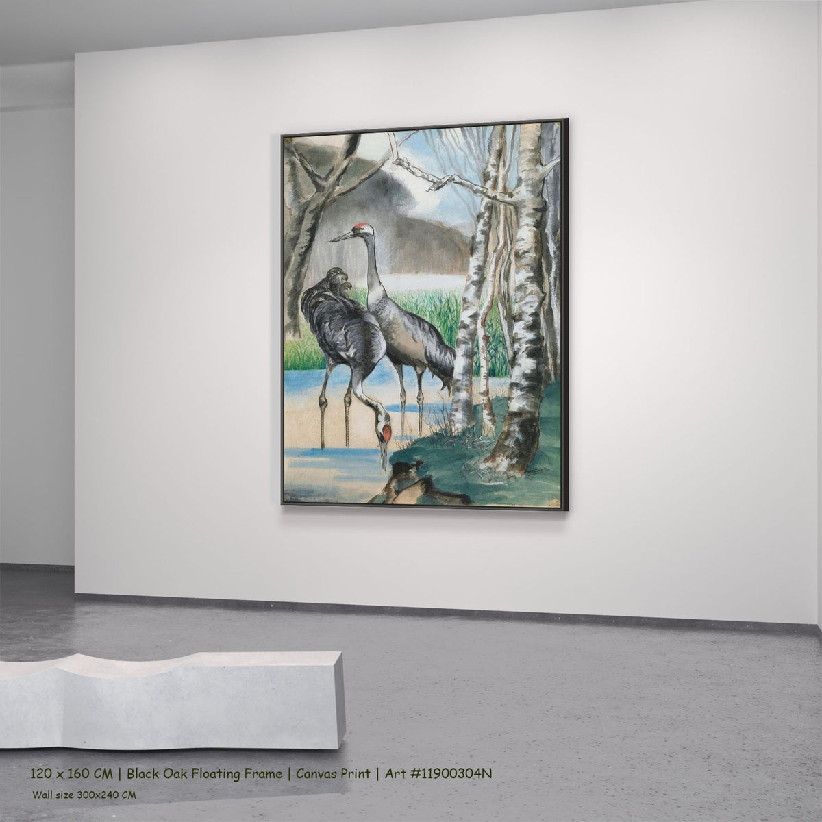 Reiher by Hans Thuar in a black oak floating frame, large green and blue Expressionist canvas