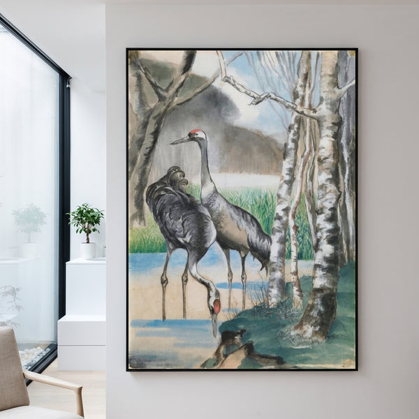 Hans Thuar | Tall Grey Green Expressionist Canvas Print | Reiher