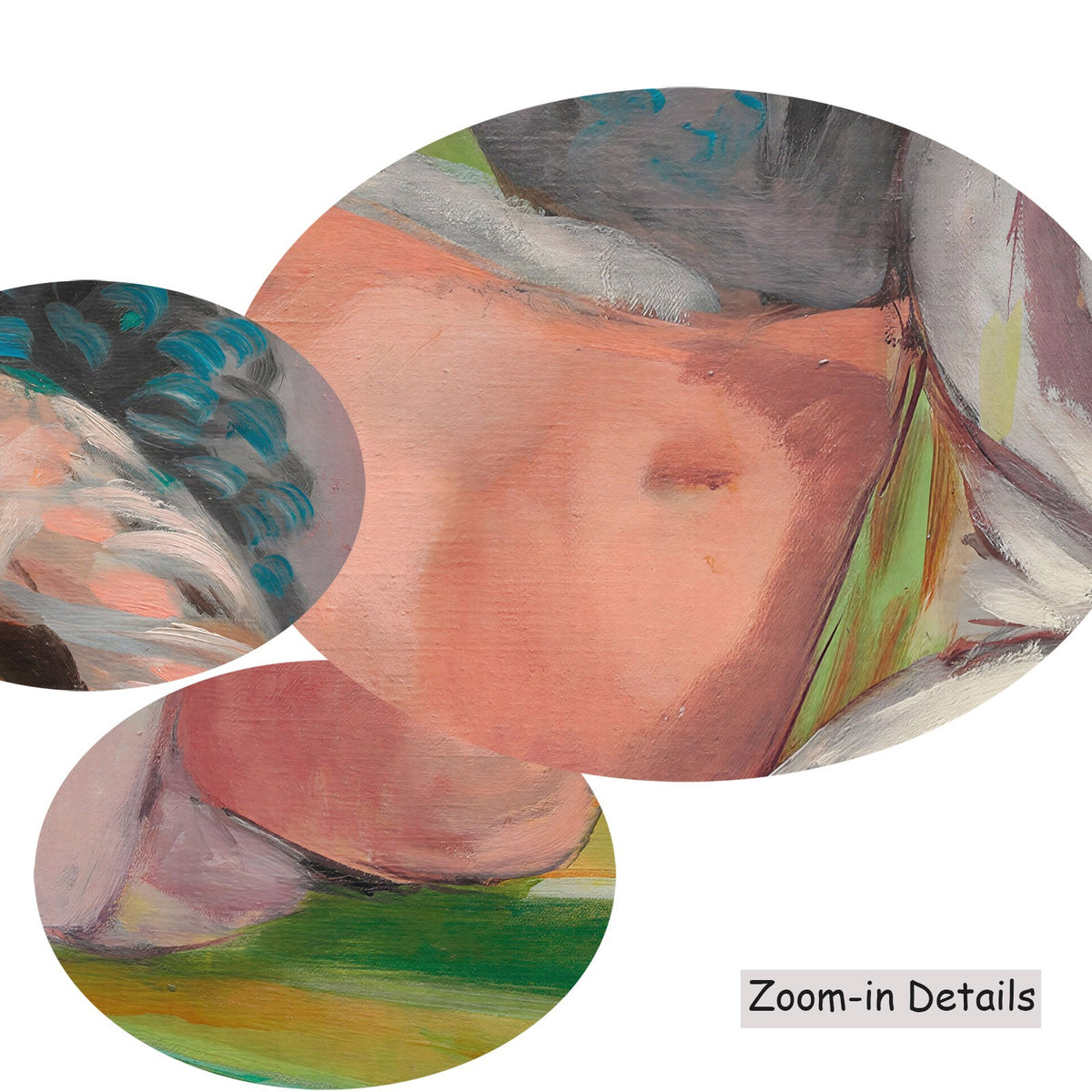 Close-up detail of the brushwork on Odalisque aux magnolias, a large pink and green Fauvist canvas by Henri Matisse
