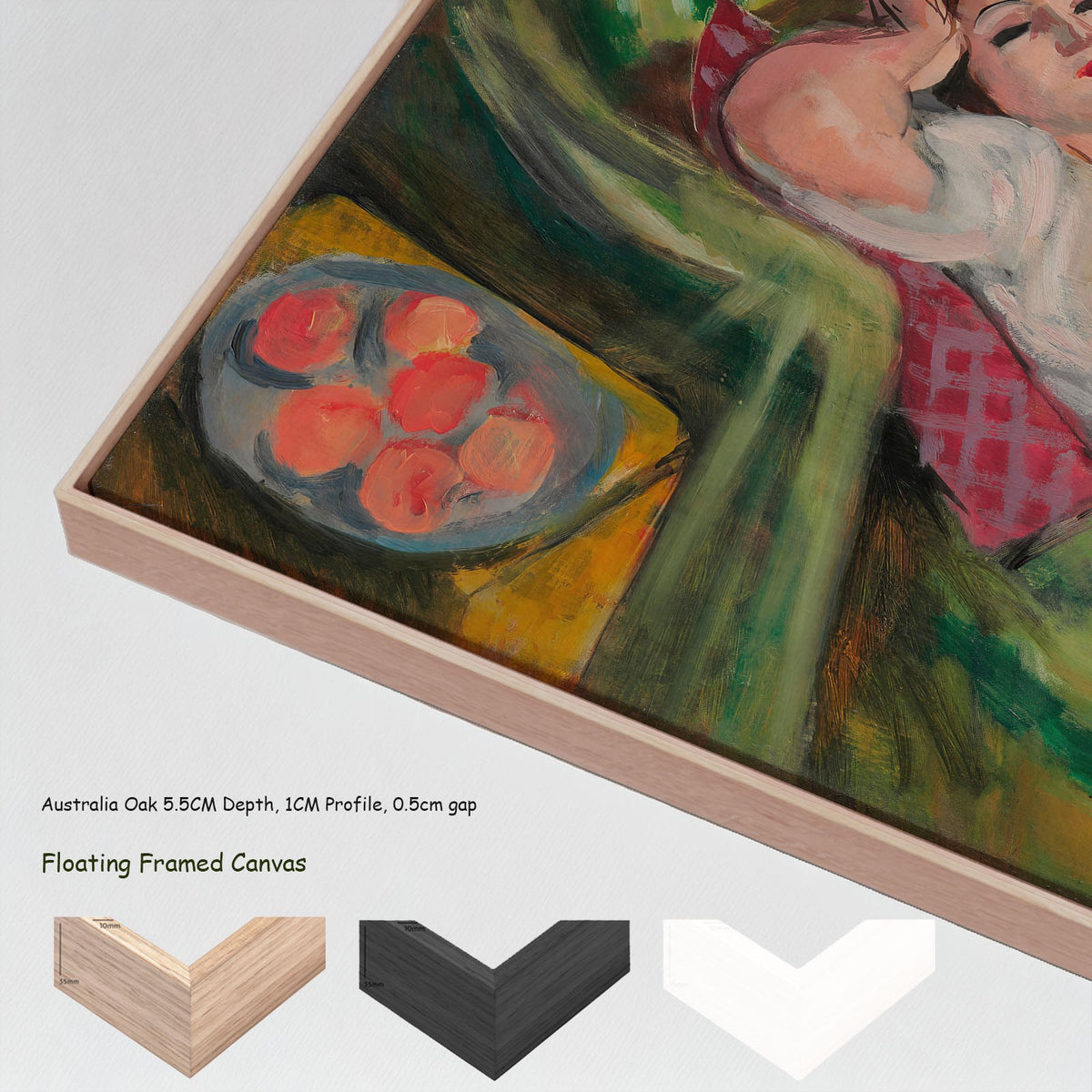 Odalisque aux magnolias by Henri Matisse in a floating frame, large pink and green Fauvist canvas print