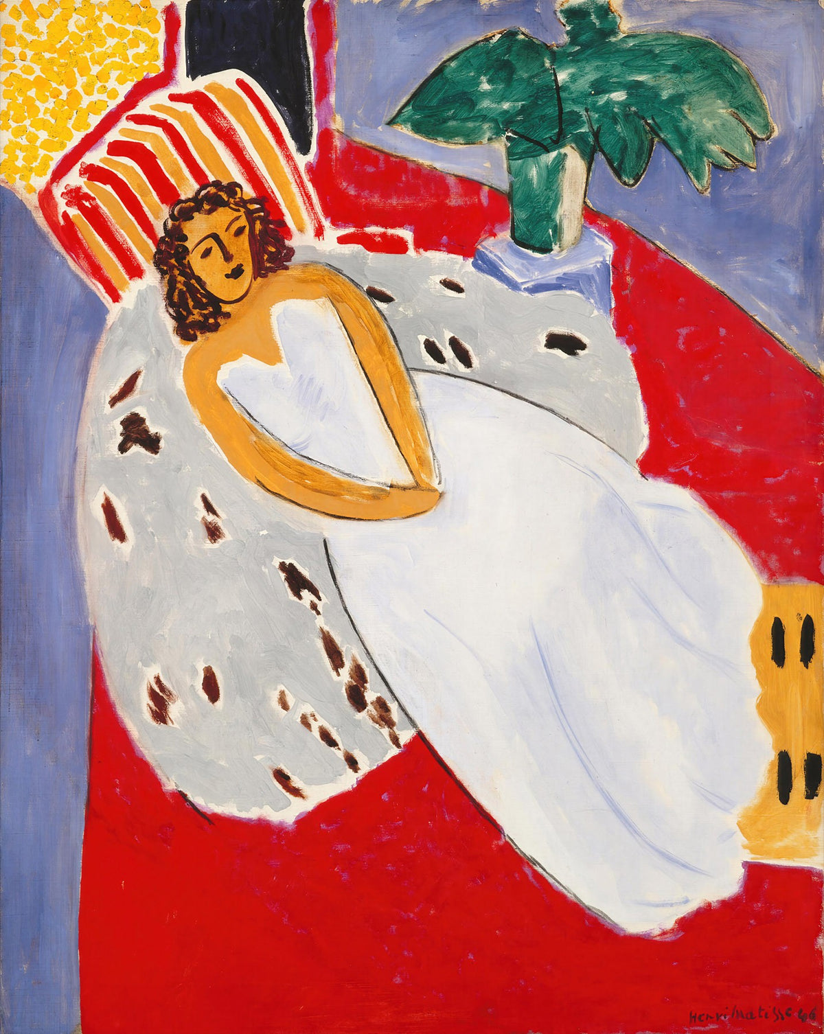 Large red and white Fauvist canvas print of Young Woman in White on a by Henri Matisse