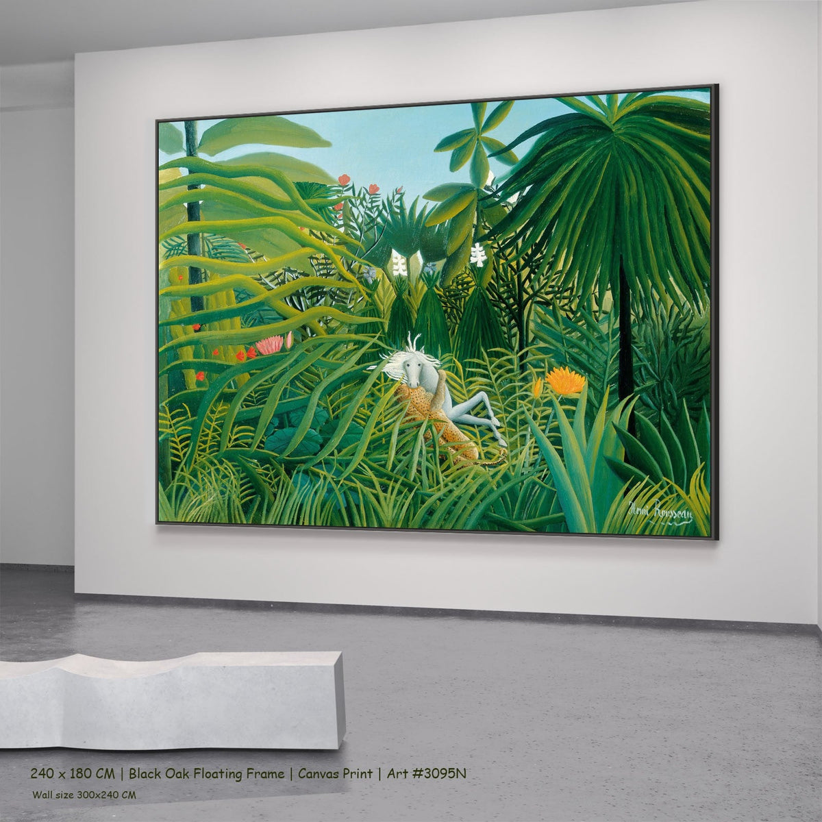 Henri Rousseau, Horse Attacked by a Jaguar — 240x180 black oak floating frame 3