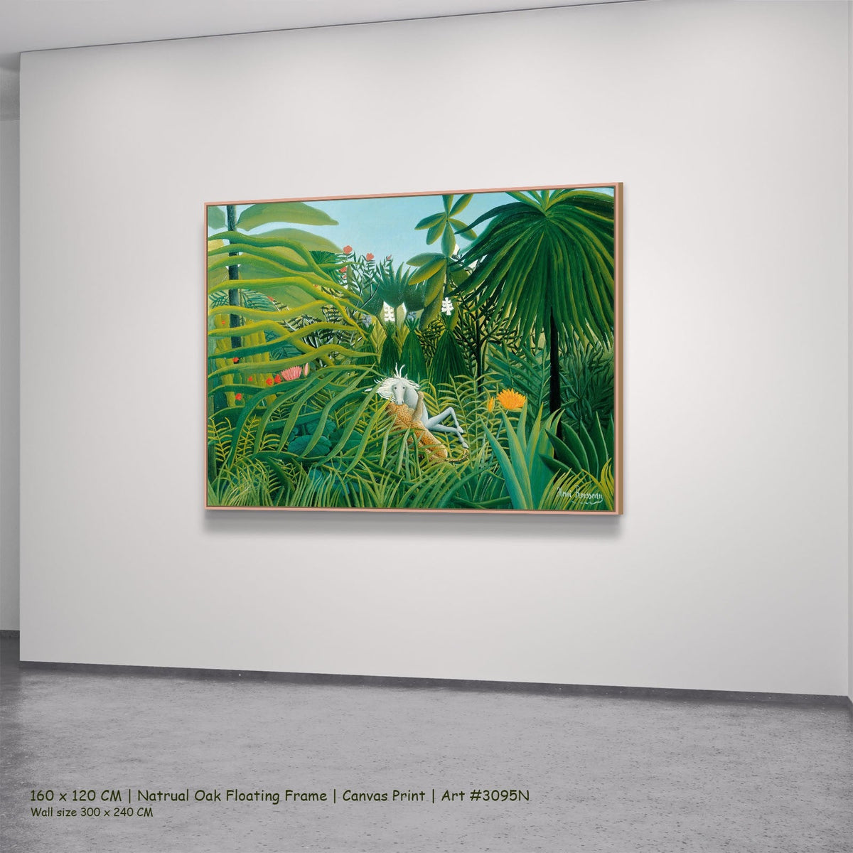 Henri Rousseau, Horse Attacked by a Jaguar — 160x120 natural oak floating frame 2
