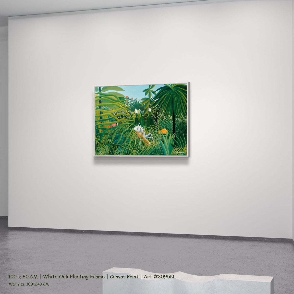 Henri Rousseau, Horse Attacked by a Jaguar — 100x80 white oak floating frame 1