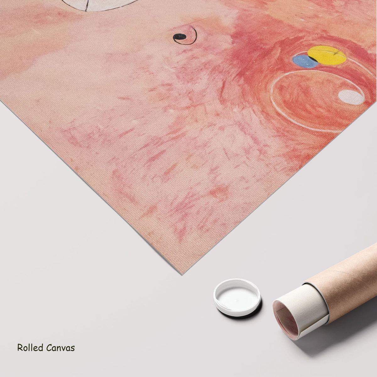The Ten Largest, No. 9, Old by Hilma af Klint as a large rolled pink and white Abstract canvas print