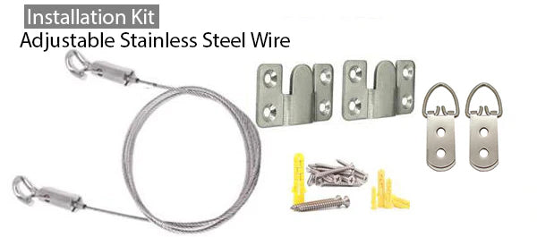 Heavy-duty stainless steel installation kit for large framed canvas art