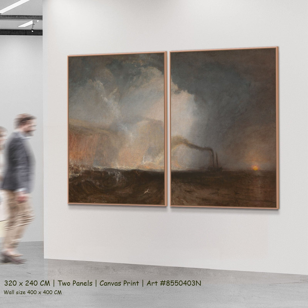 J.M.W. Turner — Staffa, Fingal's Cave Seascape two-panel canvas wall art set, 320 × 240 cm