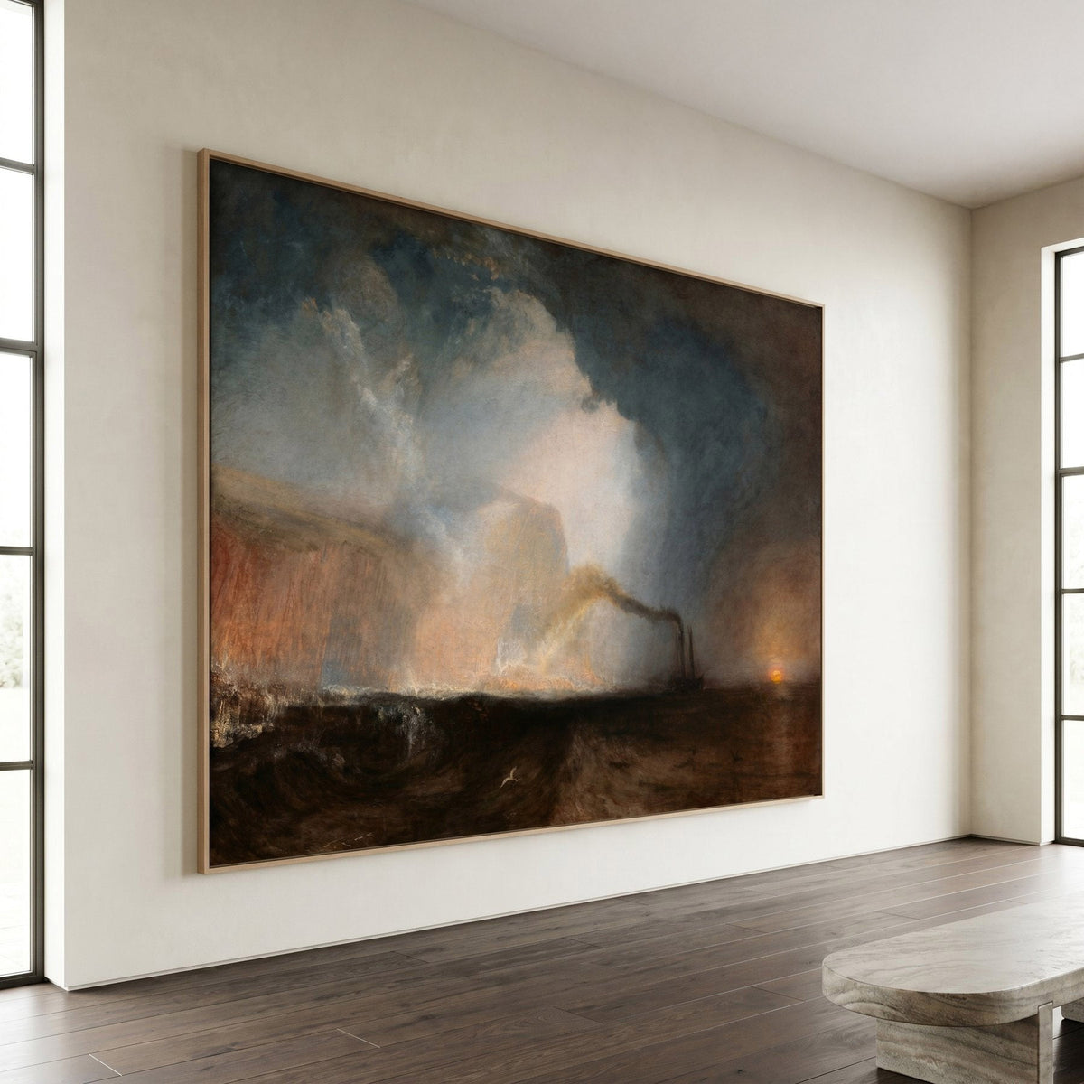 Staffa, Fingal's Cave Oversized Seascape canvas wall art framed and hung on a wall by J.M.W. Turner