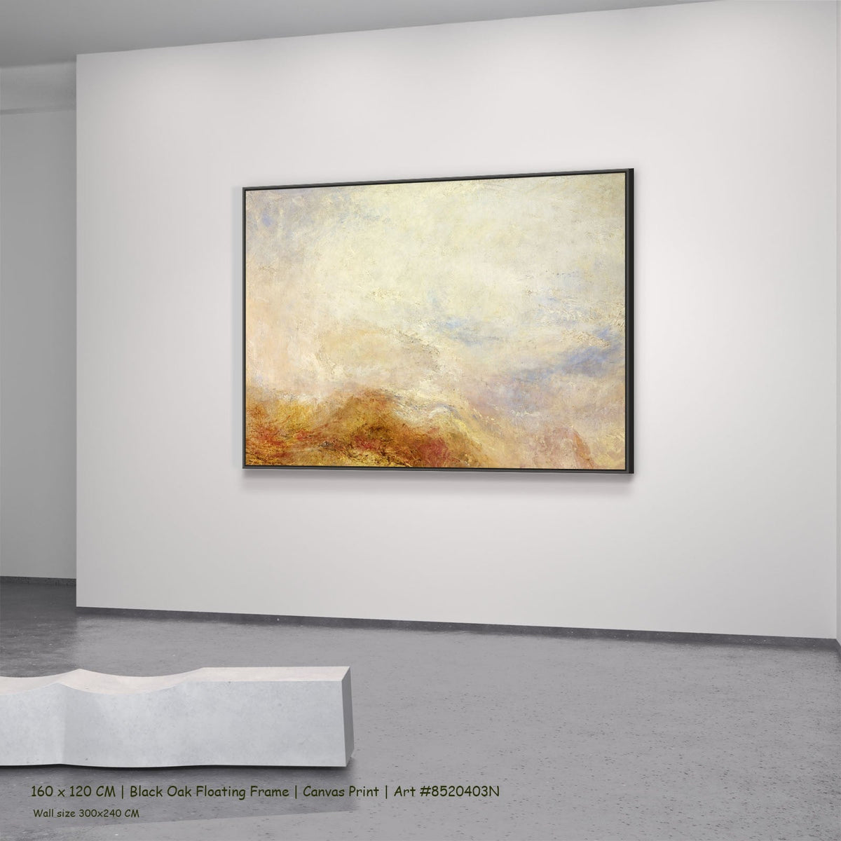 J.M.W. Turner — A Mountain Scene, Val d'Aosta Landscape canvas wall art in a black oak floating frame, 200 × 150 cm