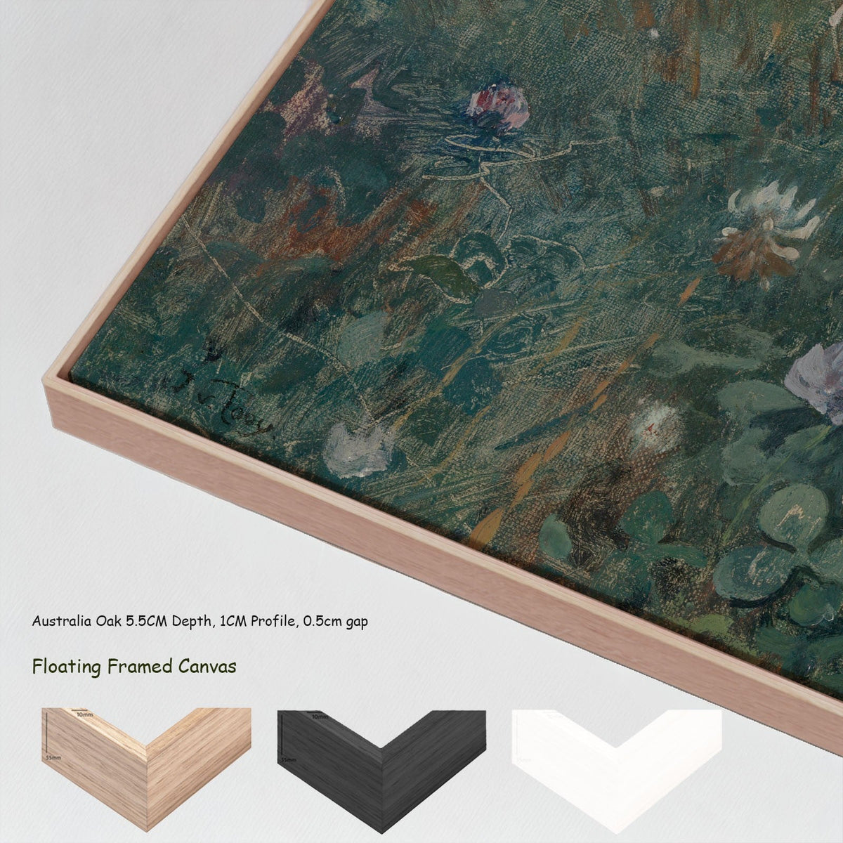 Jac van Looij — Blooming Clover canvas wall art with floating frame options