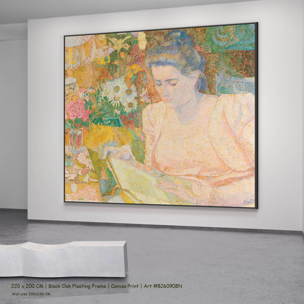 Jan Toorop — Portrait of Marie Jeanette de Lange Portrait canvas wall art in a black oak floating frame, 220 × 200 cm