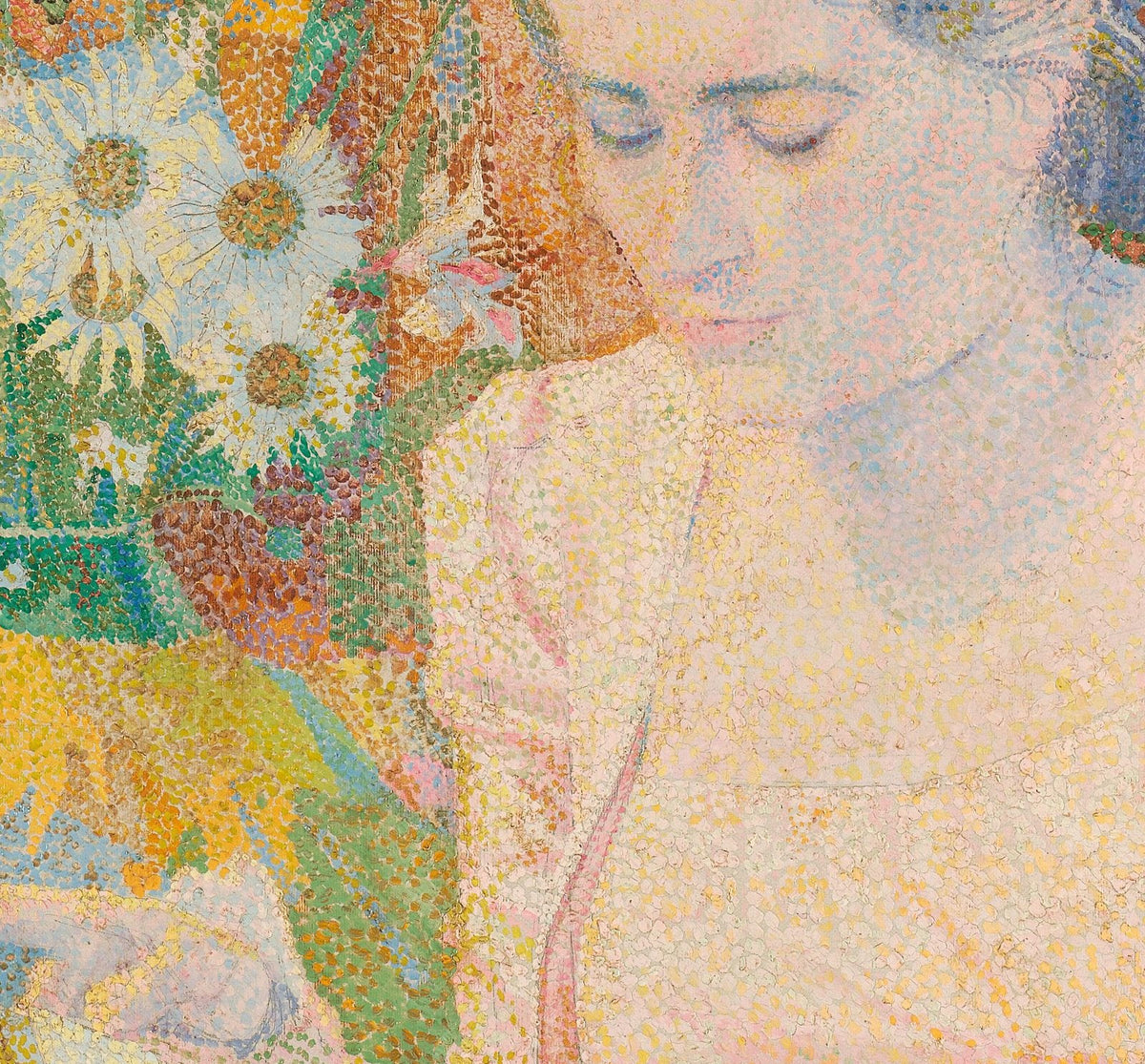 Jan Toorop — Portrait of Marie Jeanette de Lange canvas — close-up detail of the framed canvas print