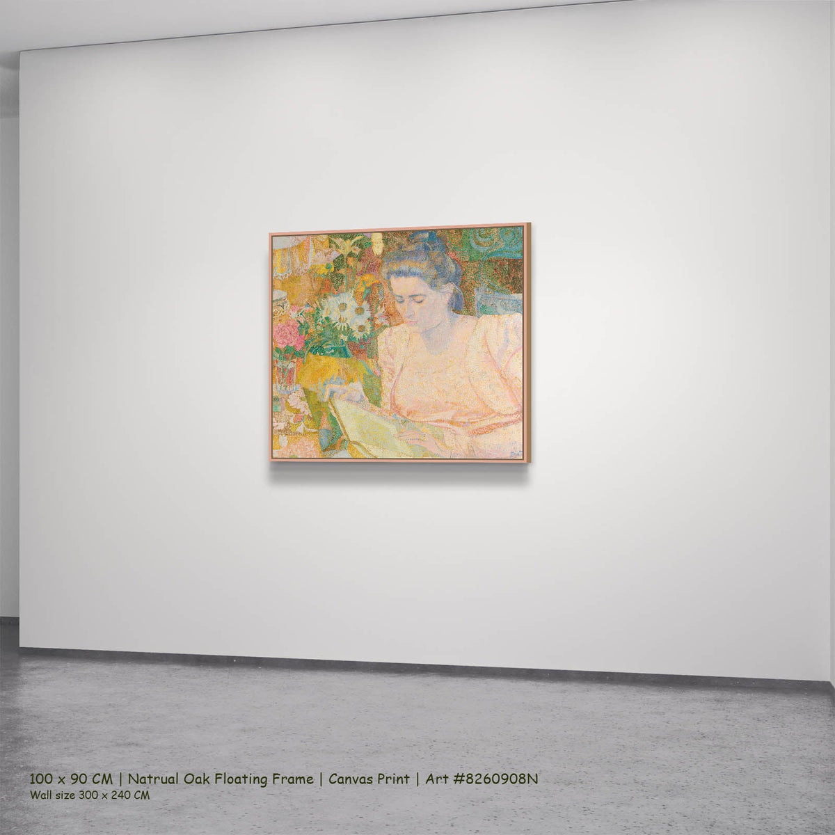 Jan Toorop — Portrait of Marie Jeanette de Lange Portrait canvas wall art in a natural oak floating frame, 100 × 90 cm