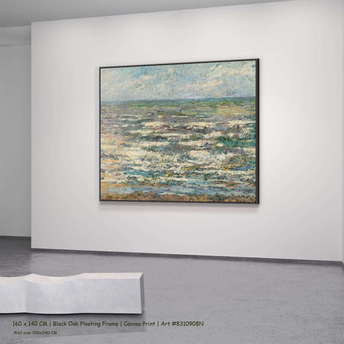 Jan Toorop — The Sea Seascape canvas wall art in a black oak floating frame, 160 × 140 cm