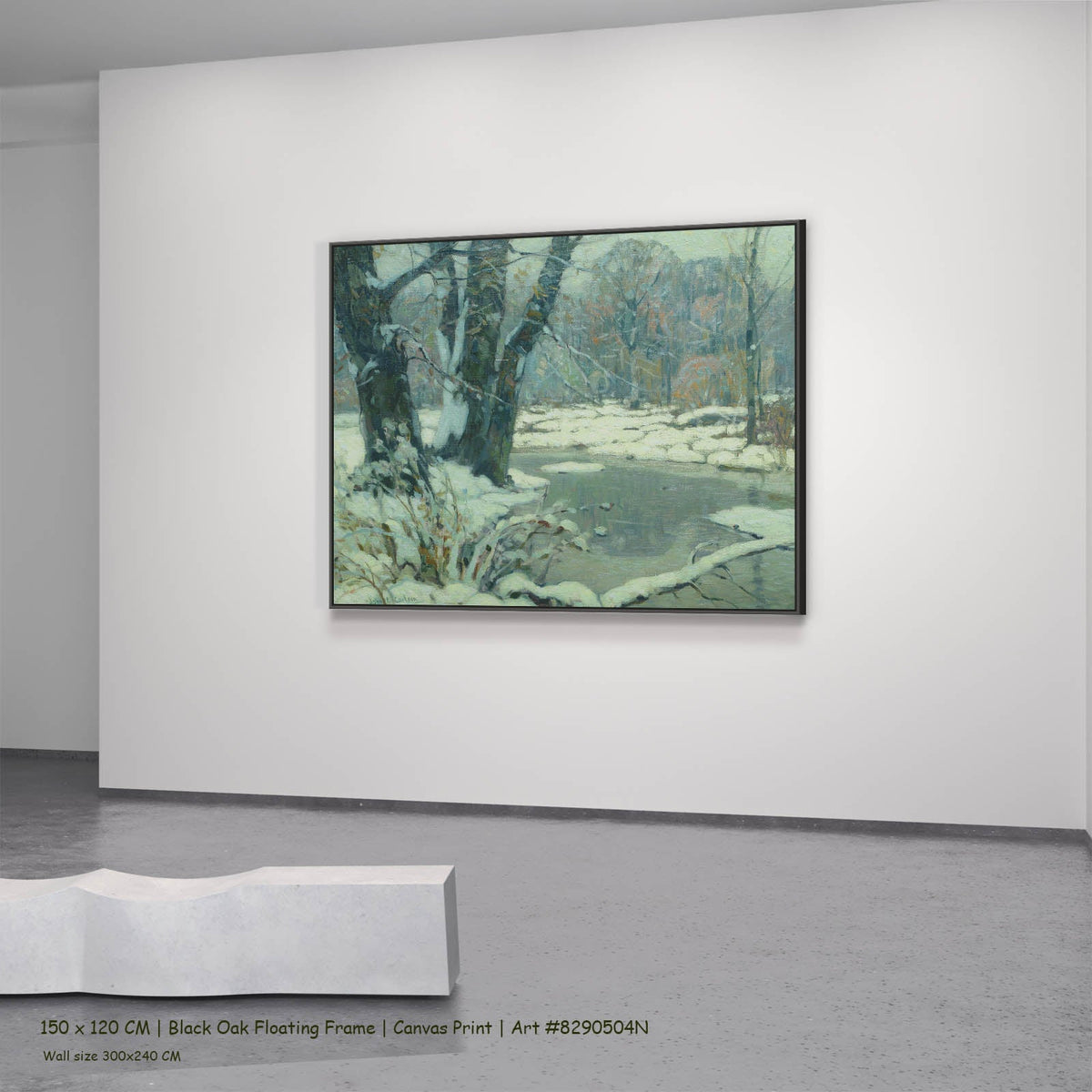 John F. Carlson — Silvered Brook Landscape canvas wall art in a black oak floating frame, 150 × 120 cm