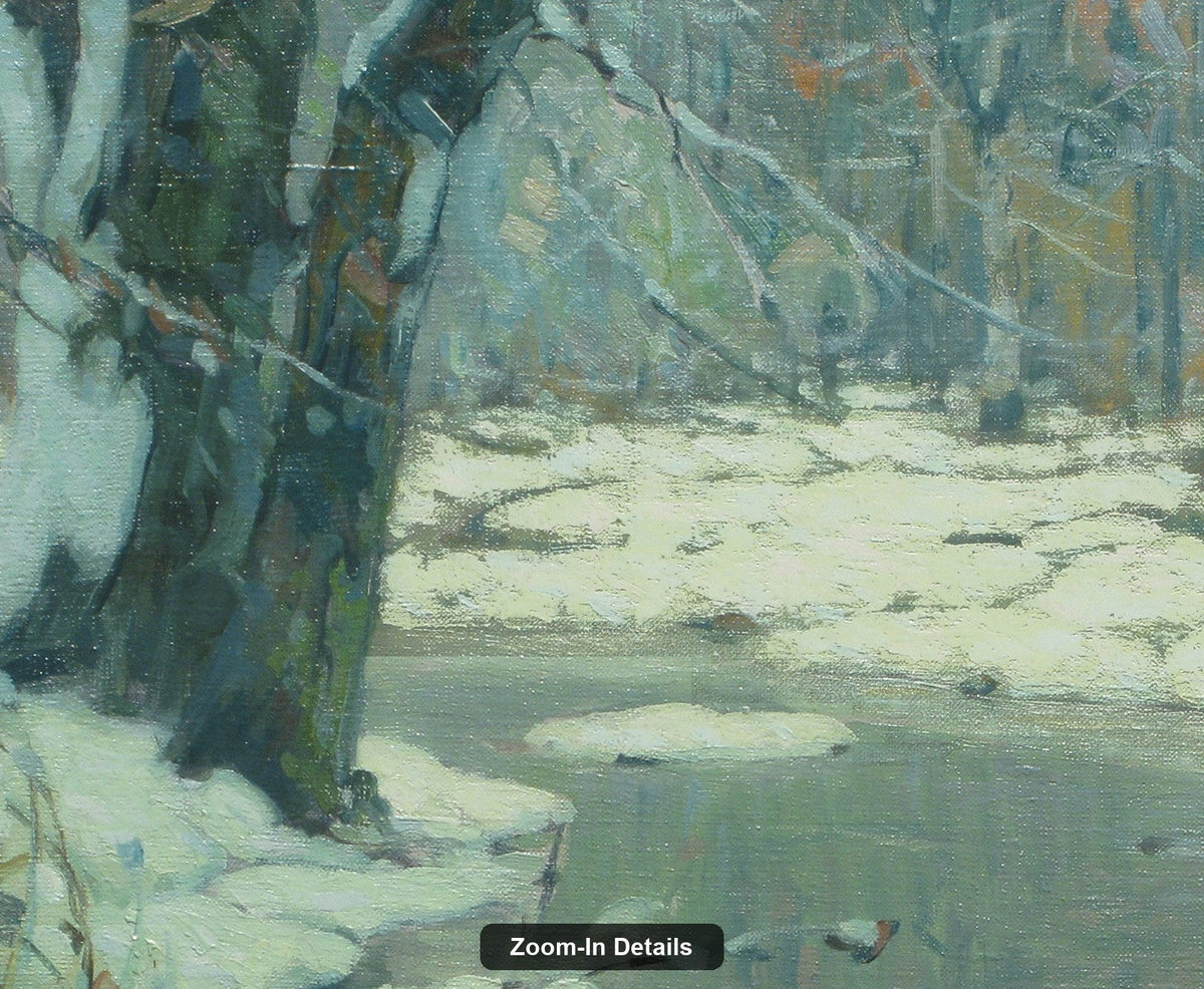 John F. Carlson — Silvered Brook canvas — close-up detail of the framed canvas print