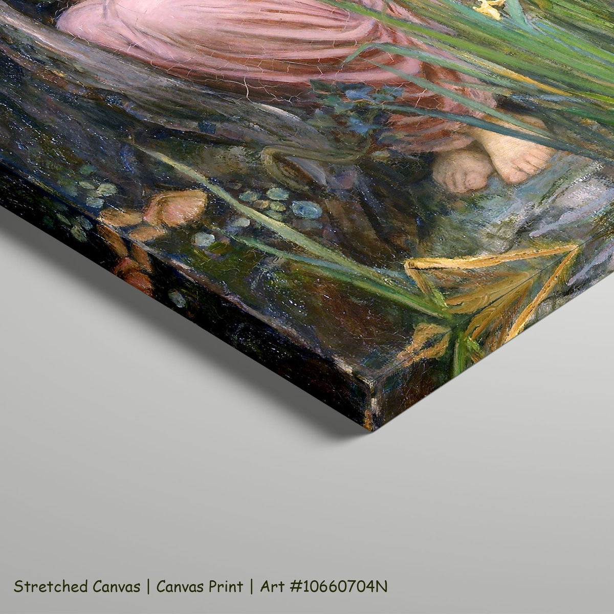 Echo and Narcissus by John William Waterhouse as a large stretched green and red Pre-Raphaelite canvas print
