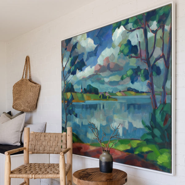 Konrad Mägi | Large Blue Green Landscape Canvas Print | Lake Saadjärv