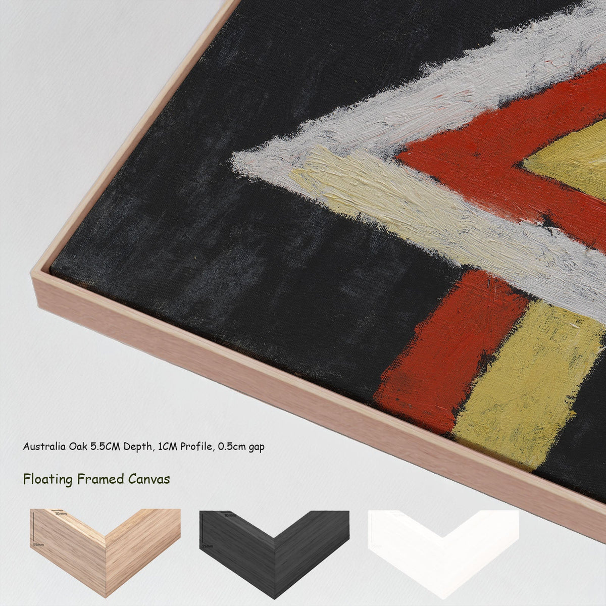 Geometric Figure by Marsden Hartley in a floating frame, large red and yellow Geometric Abstract canvas print