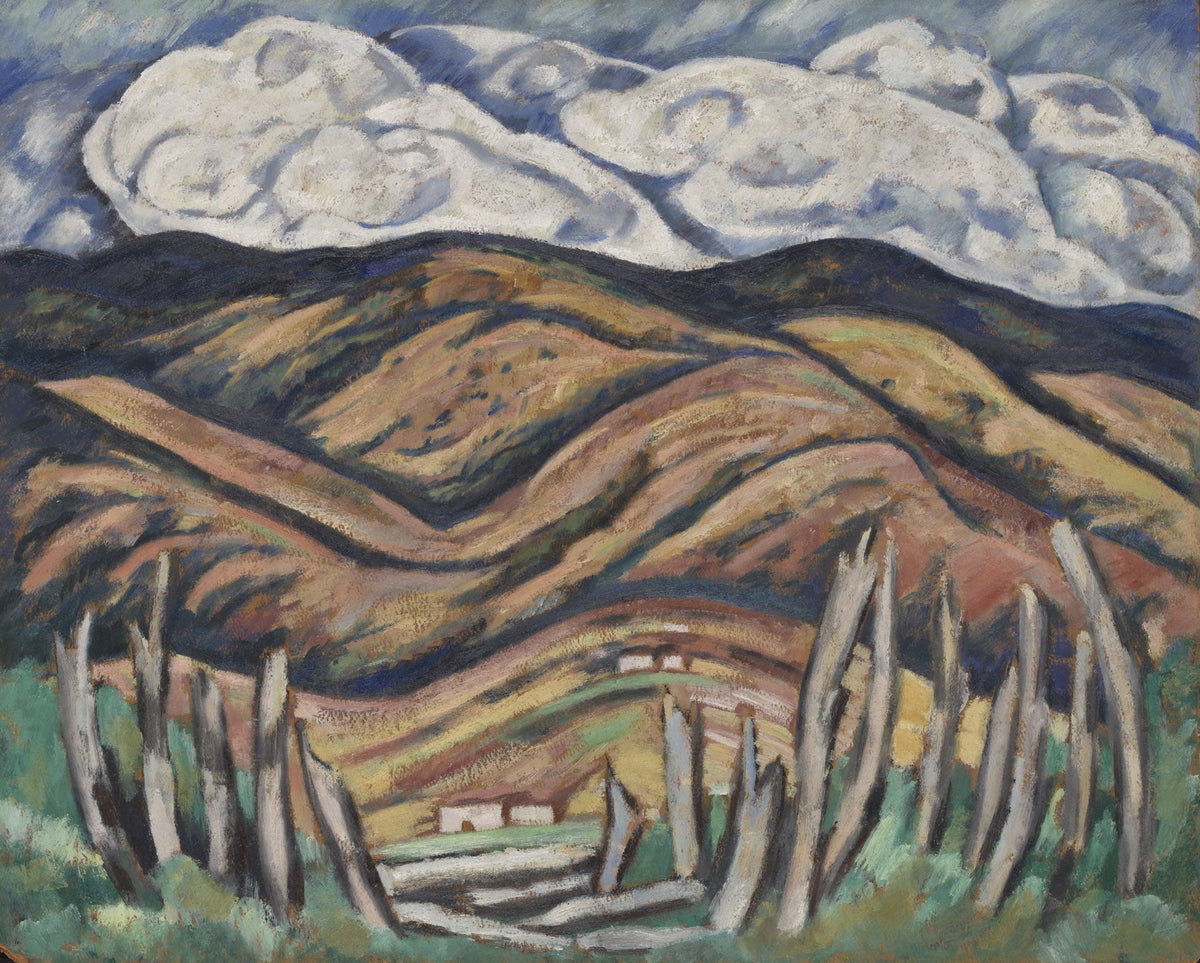 Large brown and green Modern Abstract canvas print of The Last of New England—The Beginning by Marsden Hartley