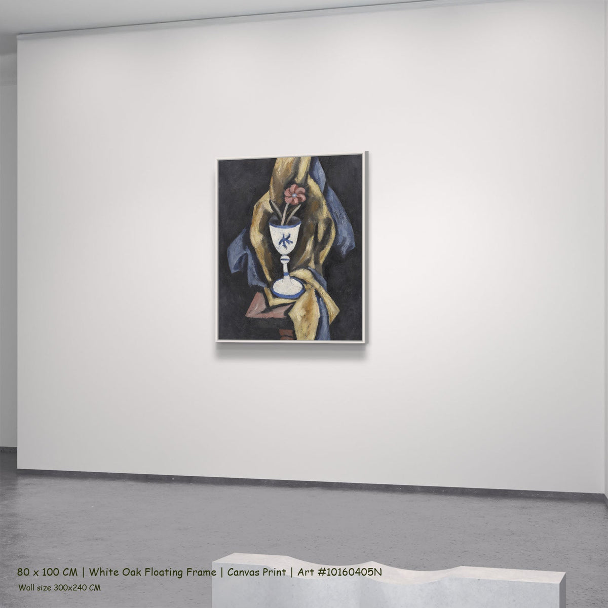 Still Life No. 15 by Marsden Hartley in a white oak floating frame, large gold and brown Modern Abstract canvas