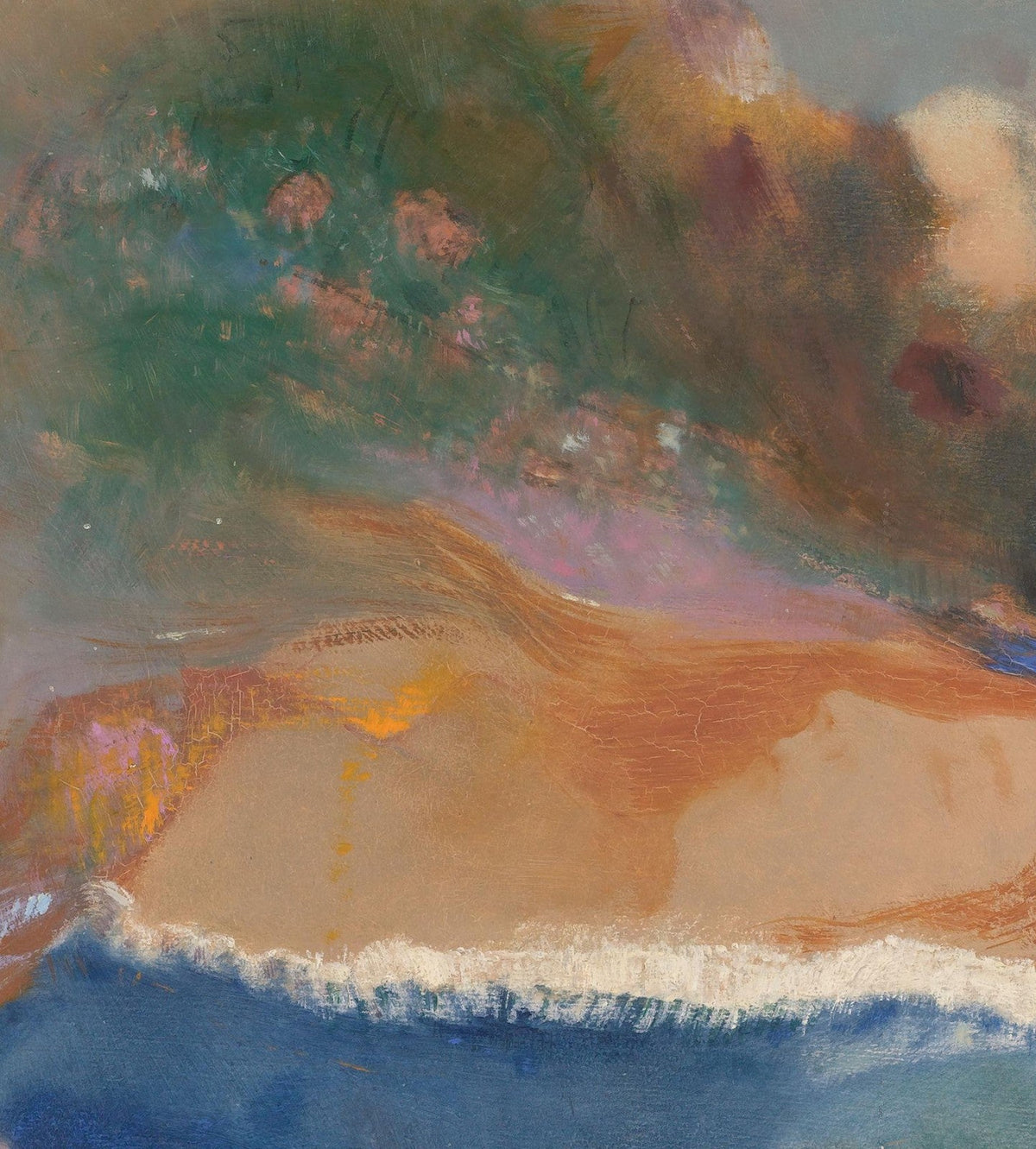 Odilon Redon — Ophelia with a Blue Wimple canvas — close-up detail of the framed canvas print