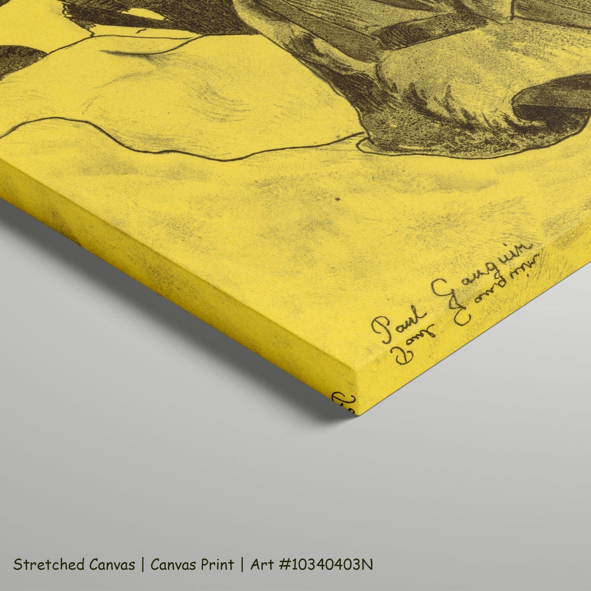 The Grasshoppers and the Ants by Paul Gauguin as a large stretched yellow and black Symbolist canvas print