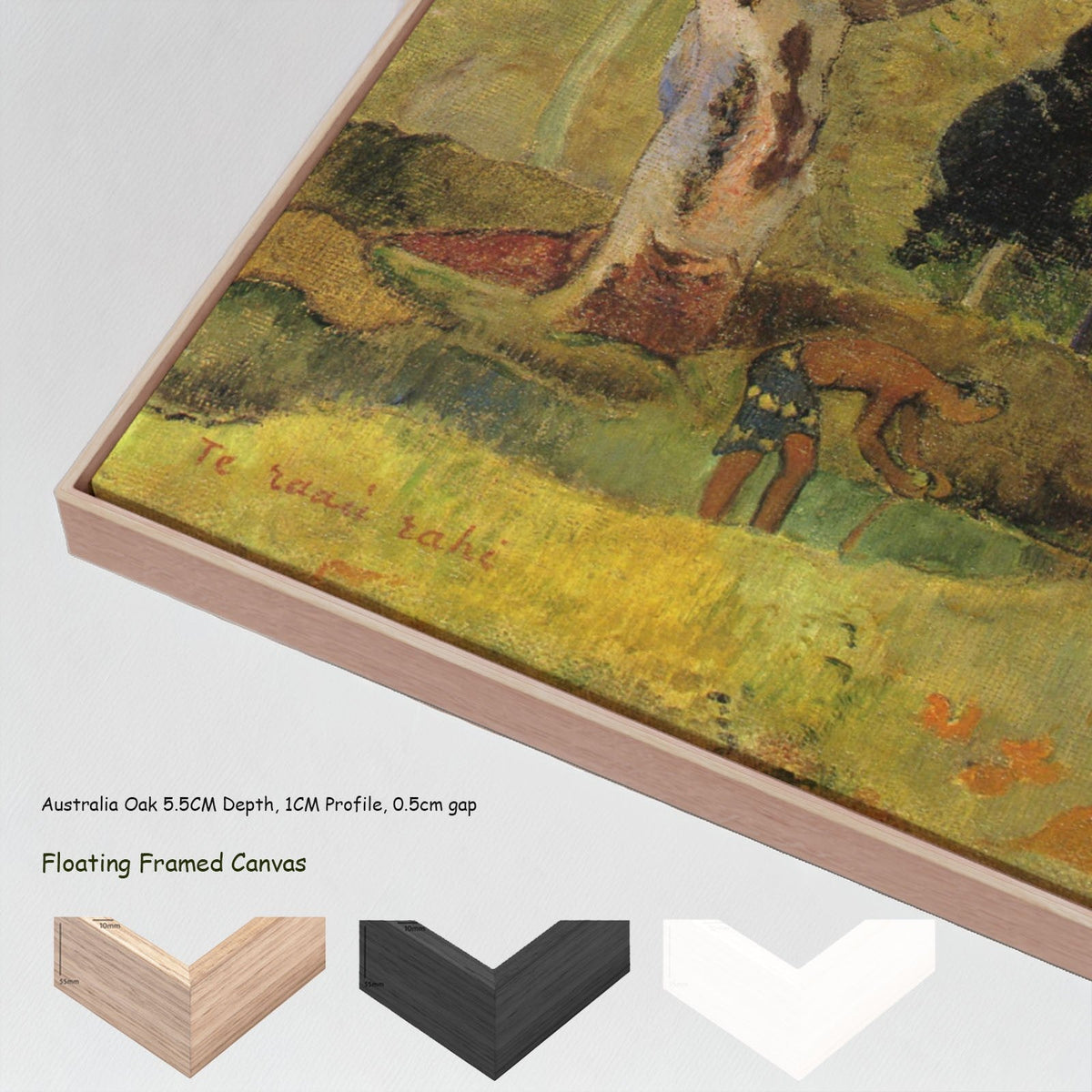 Te raau rahi by Paul Gauguin in a floating frame, large yellow and green Symbolist canvas print
