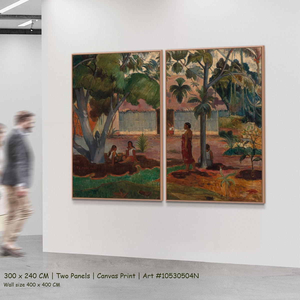 The Large Tree by Paul Gauguin as a large two-panel green and pink Symbolist canvas set