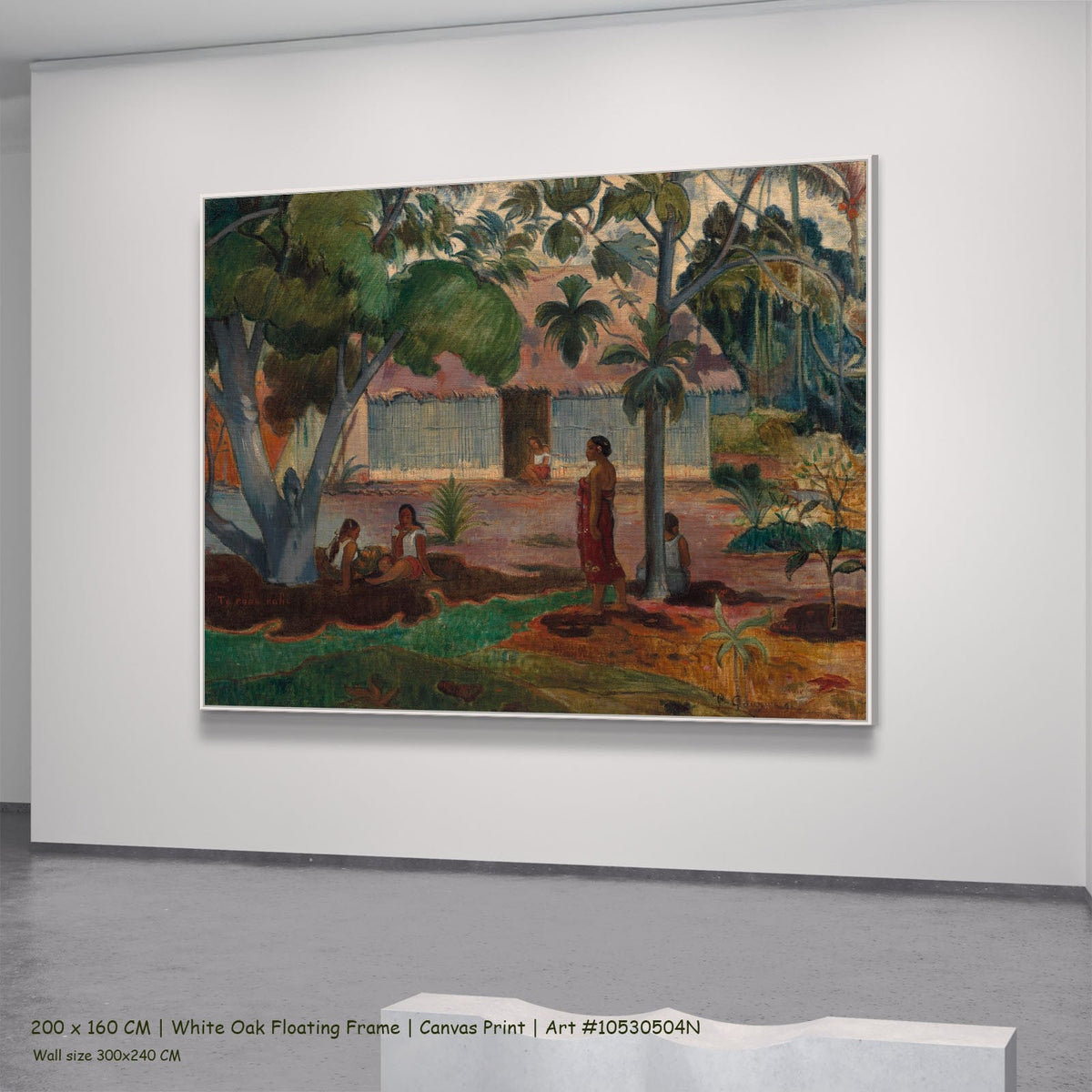 The Large Tree by Paul Gauguin in a white oak floating frame, large green and pink Symbolist canvas
