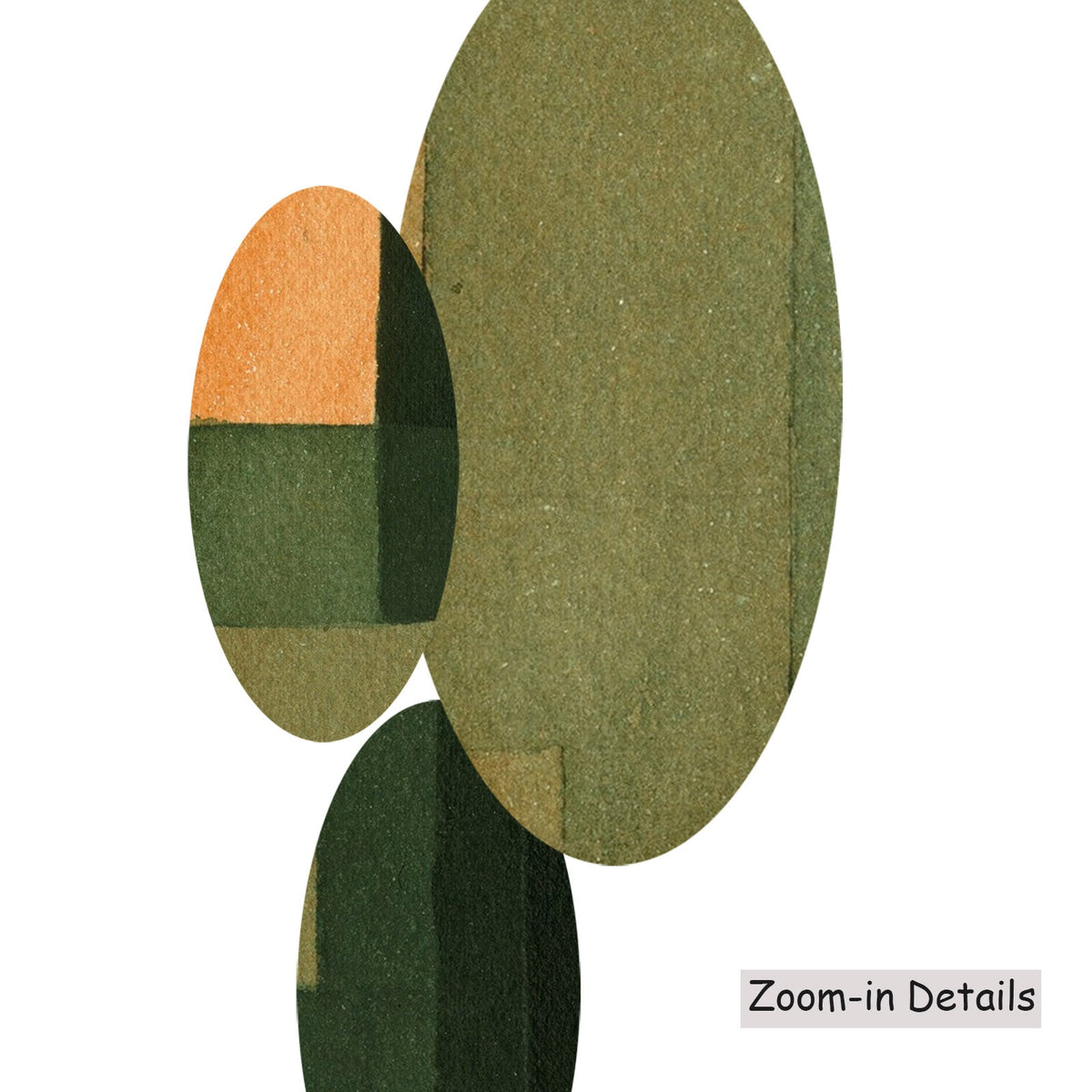 Paul Klee — Close-up detail of the brushwork on Green and Orange Composition, a large green and orange Modern Abstract…