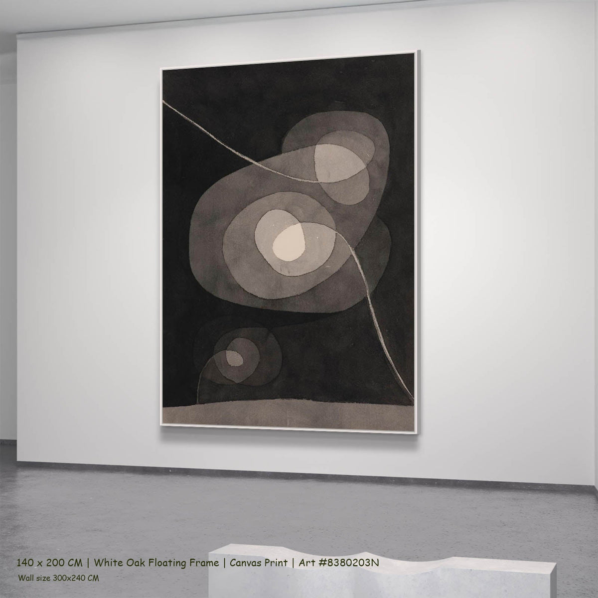 Paul Klee — Spiral Screw Flowers II Abstract canvas wall art in a white oak floating frame, 140 × 200 cm