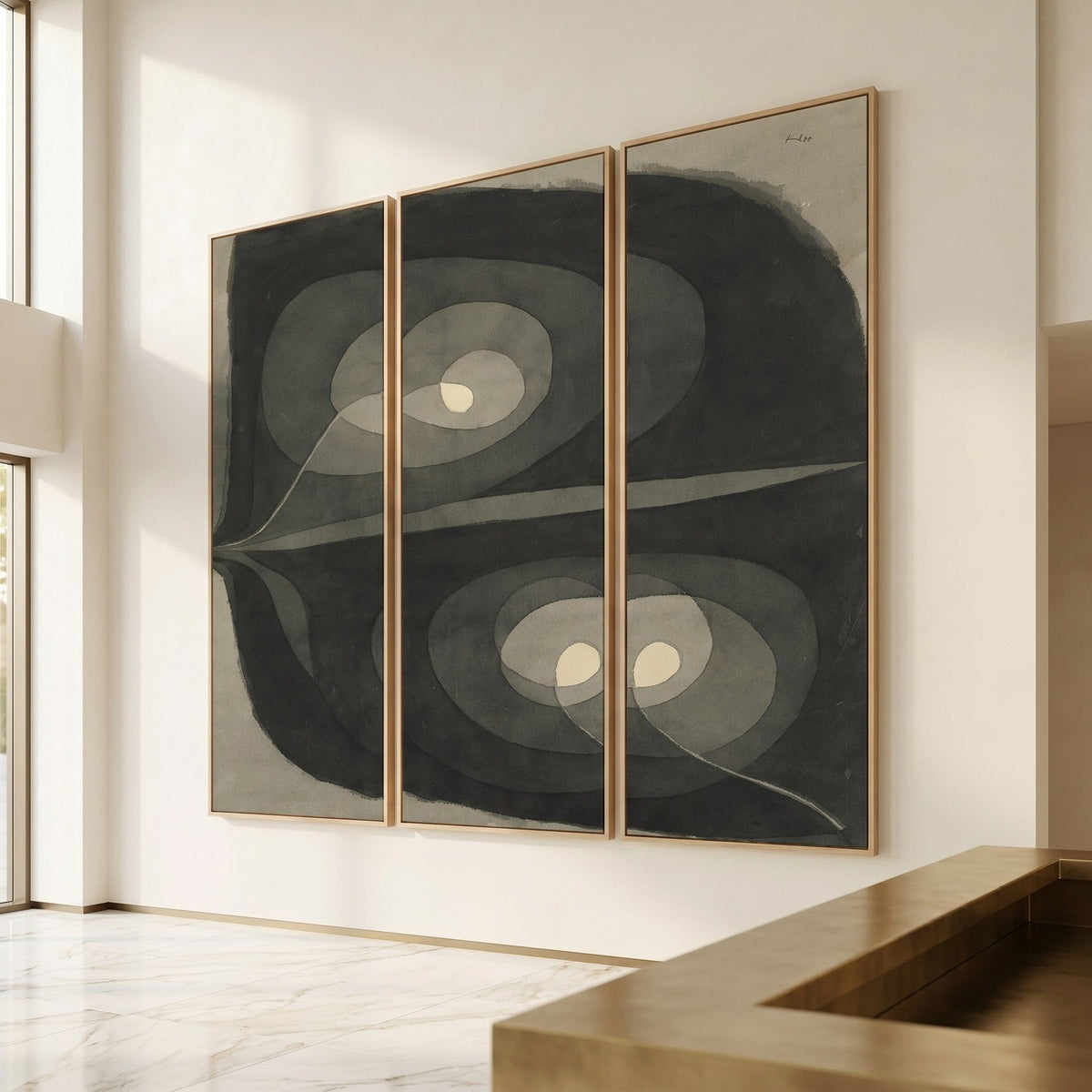 Paul Klee — Spiral Screw Flowers III Botanical three-panel canvas wall art set
