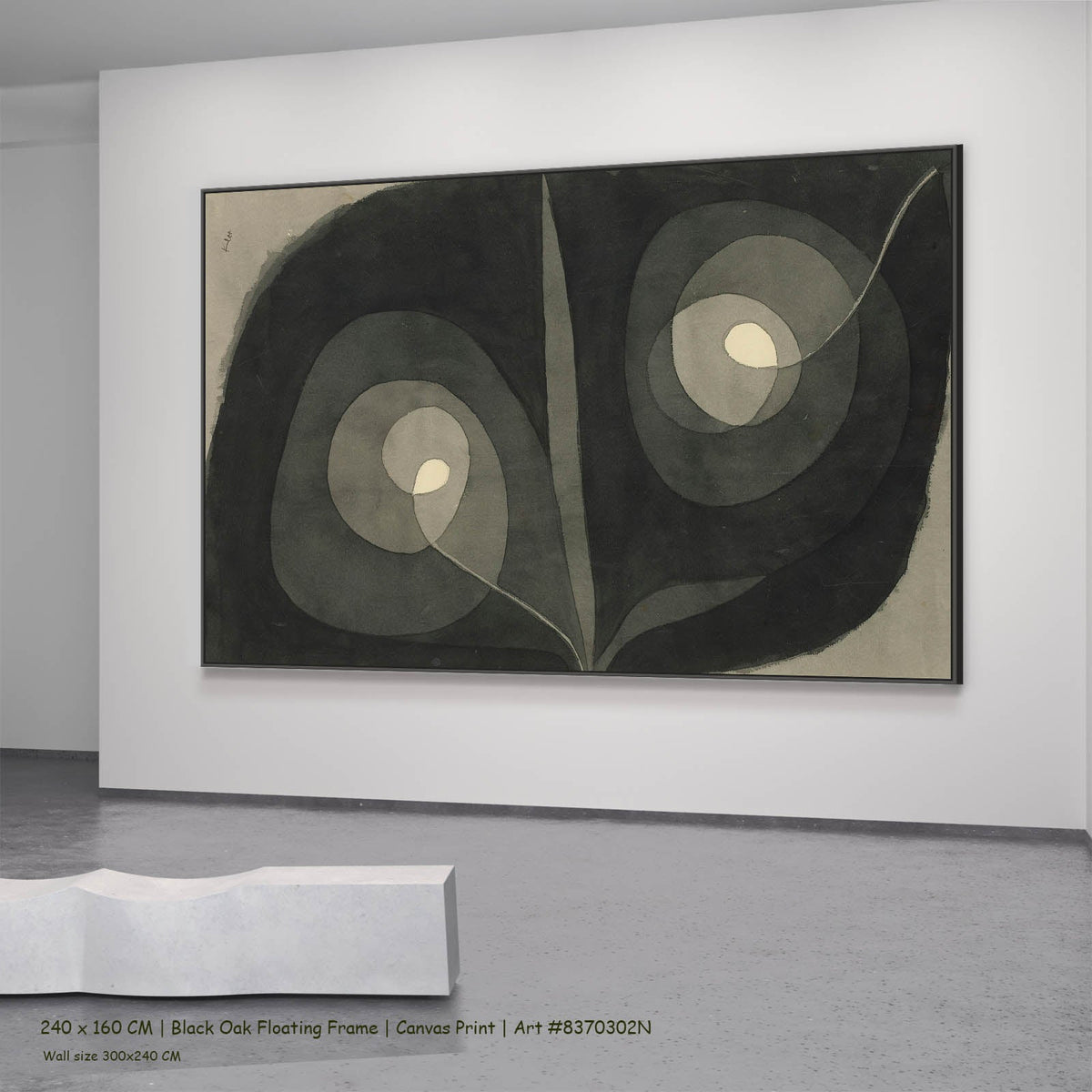 Paul Klee — Spiral Screw Flowers III Abstract canvas wall art in a black oak floating frame, 240 × 160 cm