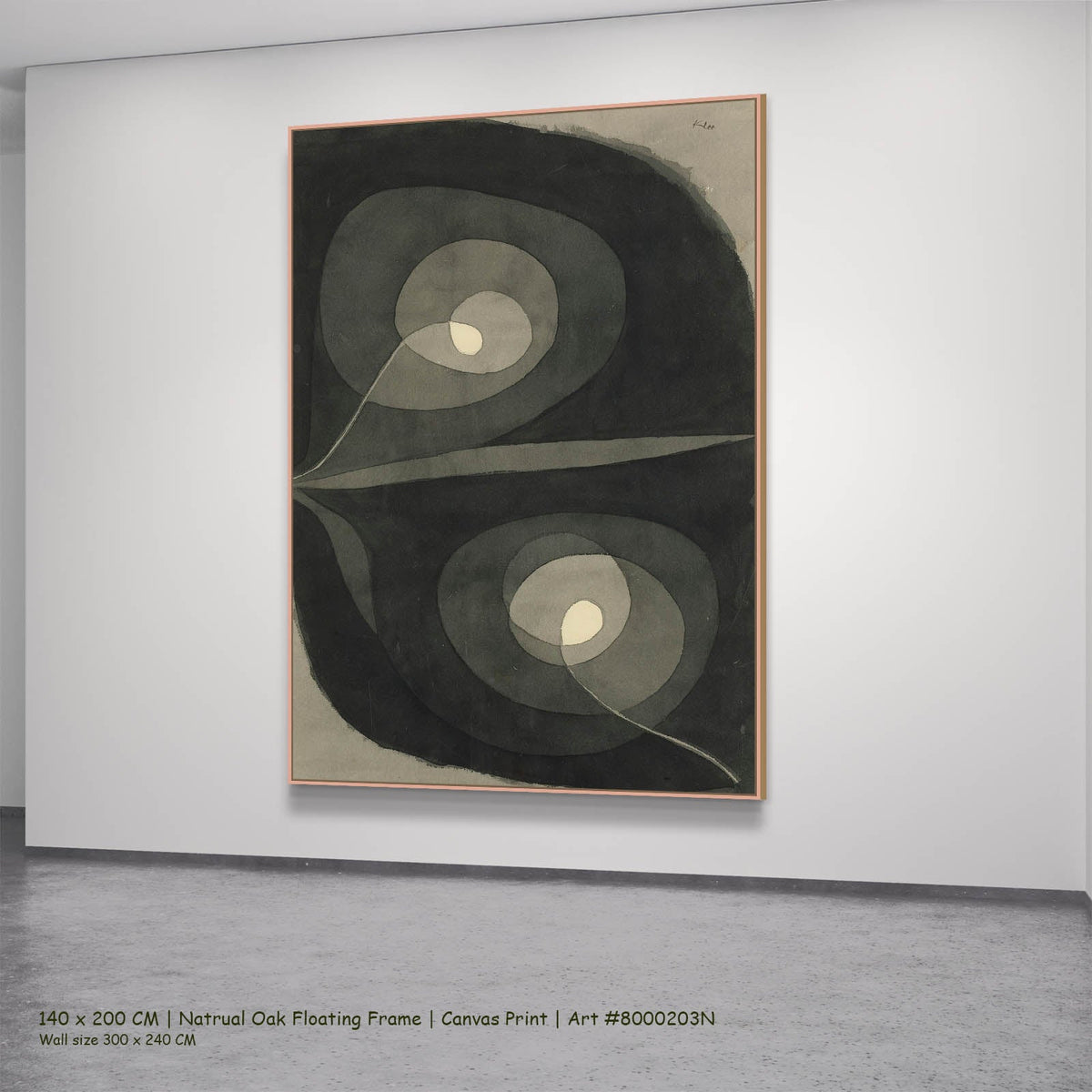 Paul Klee — Spiral Screw Flowers III Botanical canvas wall art in a natural oak floating frame, 140 × 200 cm