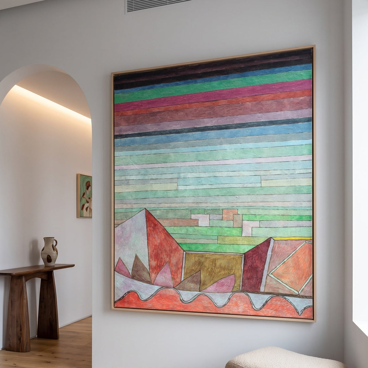 Paul Klee | Extra Large Pink Canvas Print | Striped Landscape