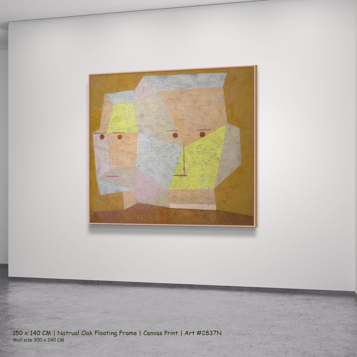 Paul Klee, Two Heads — 150x140 natural oak floating frame 2