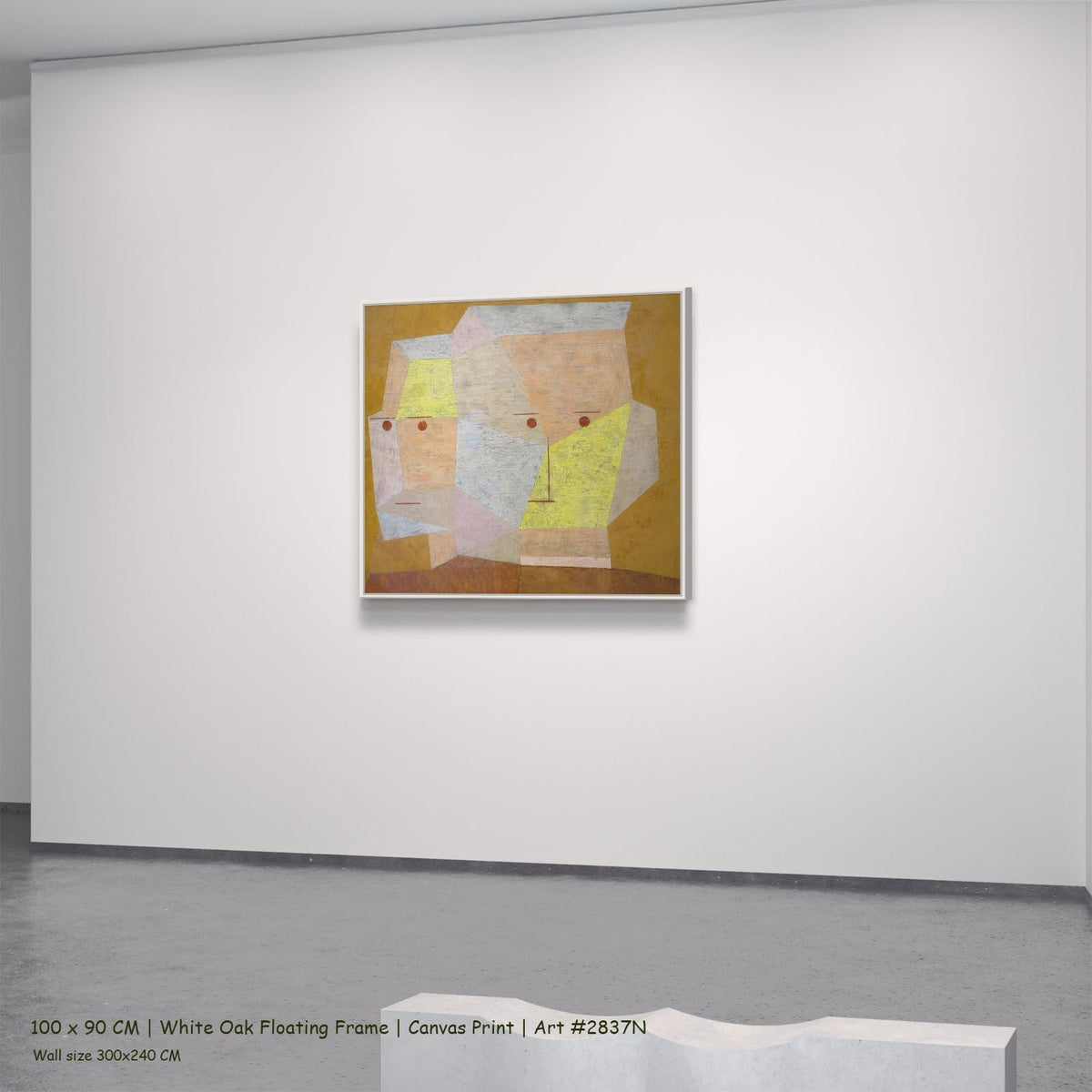 Paul Klee, Two Heads — 100x90 white oak floating frame 1