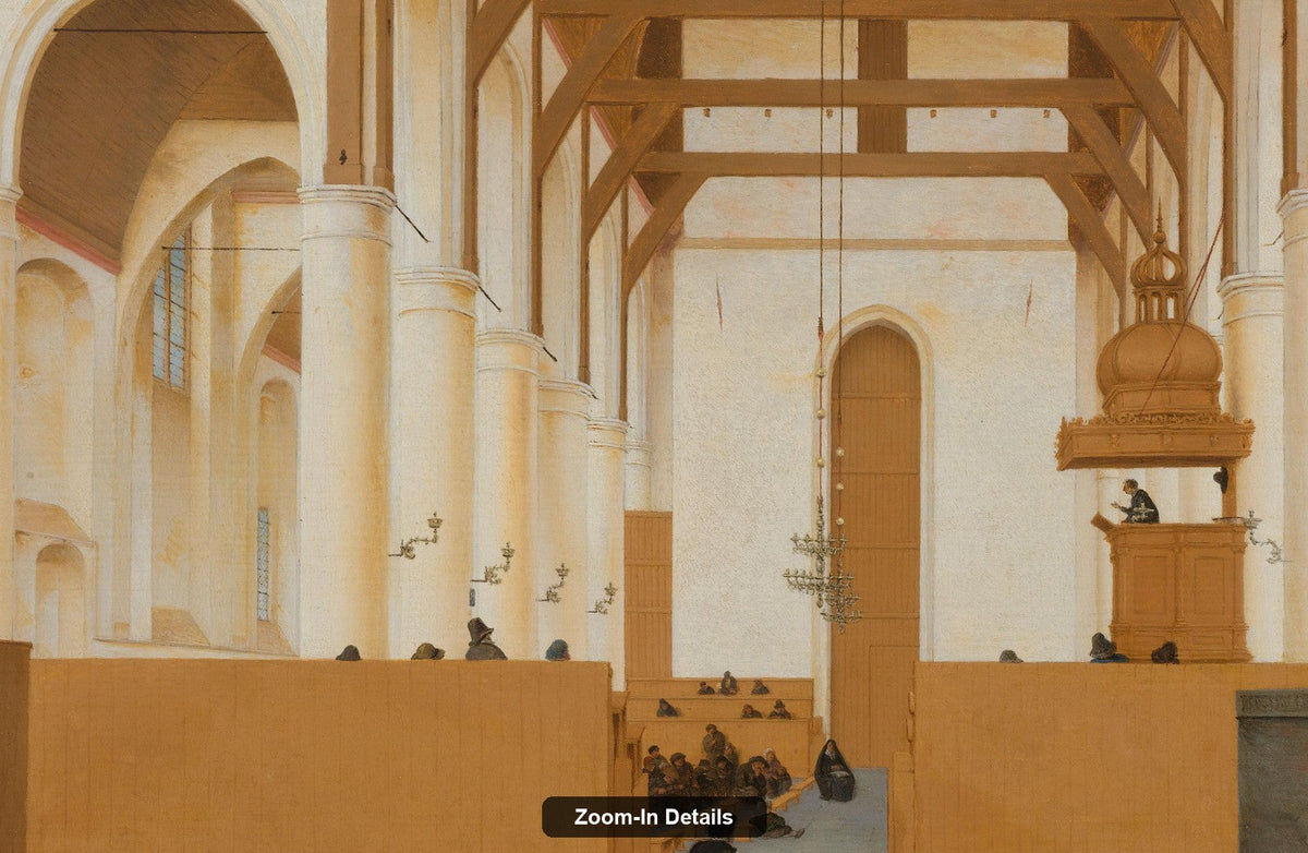 Pieter Jansz Saenredam — Interior of the Sint Odulphuskerk, Assendelft canvas — close-up detail of the framed canvas print