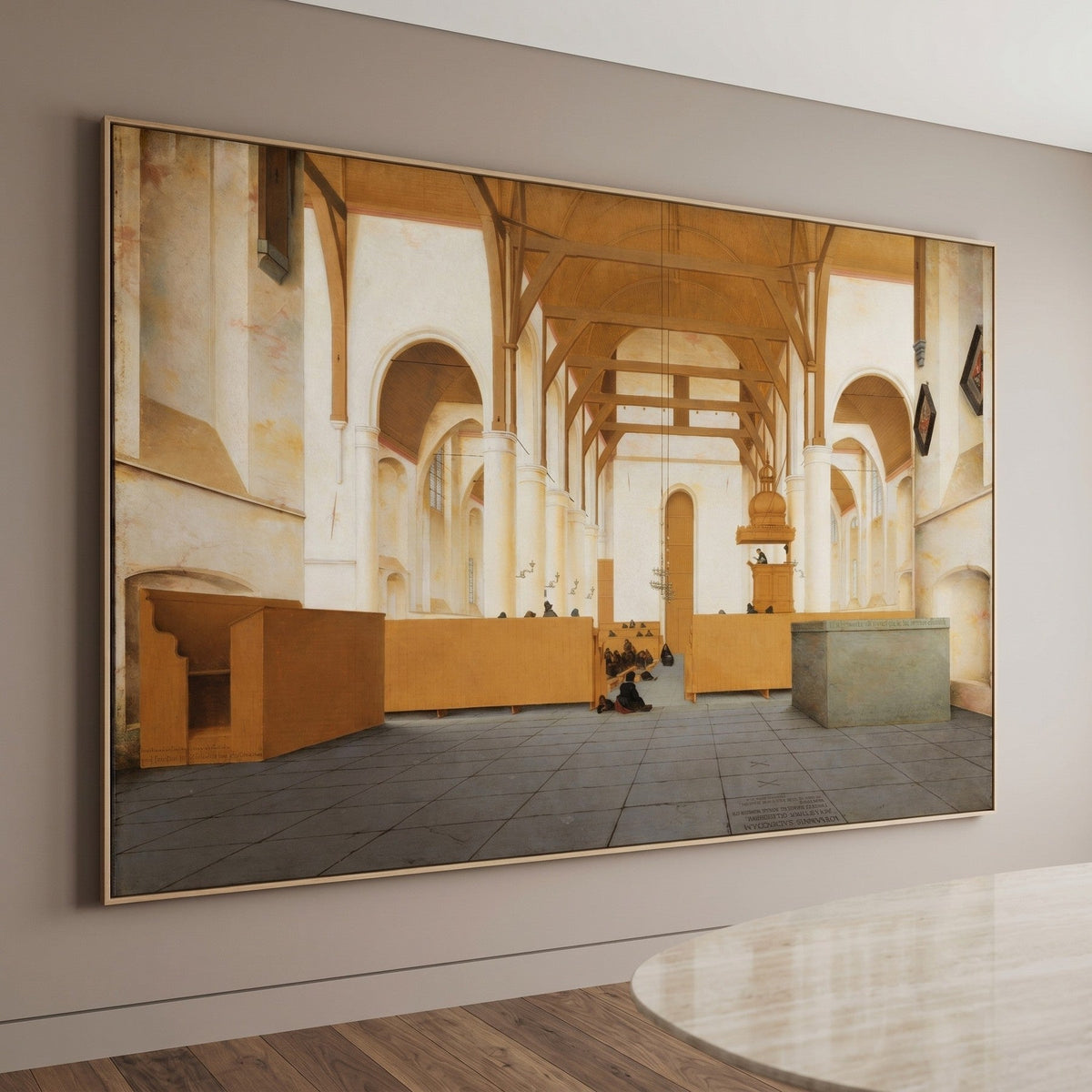 Pieter Jansz Saenredam — Interior of the Sint Odulphuskerk, Assendelft Large Architecture canvas wall art framed and hung…