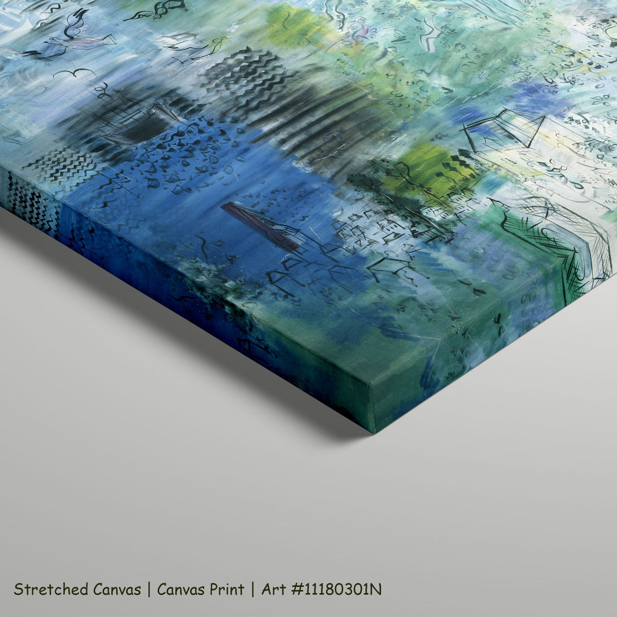 Le Cours de la Seine by Raoul Dufy as a large stretched green and blue Fauvist canvas print