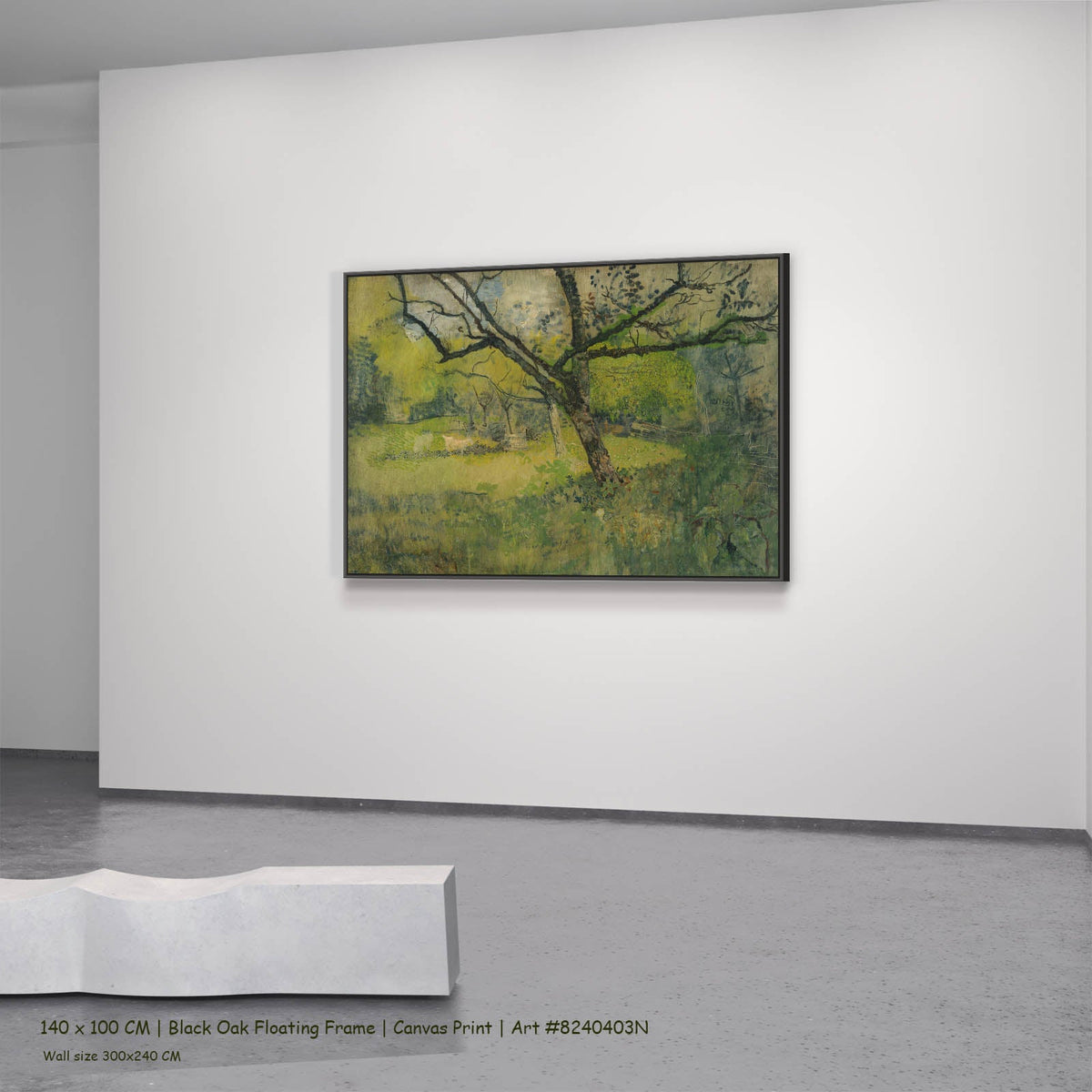 Richard Nicolaus Roland Holst — Orchard at Eemnes Landscape canvas wall art in a black oak floating frame, 140 × 100 cm