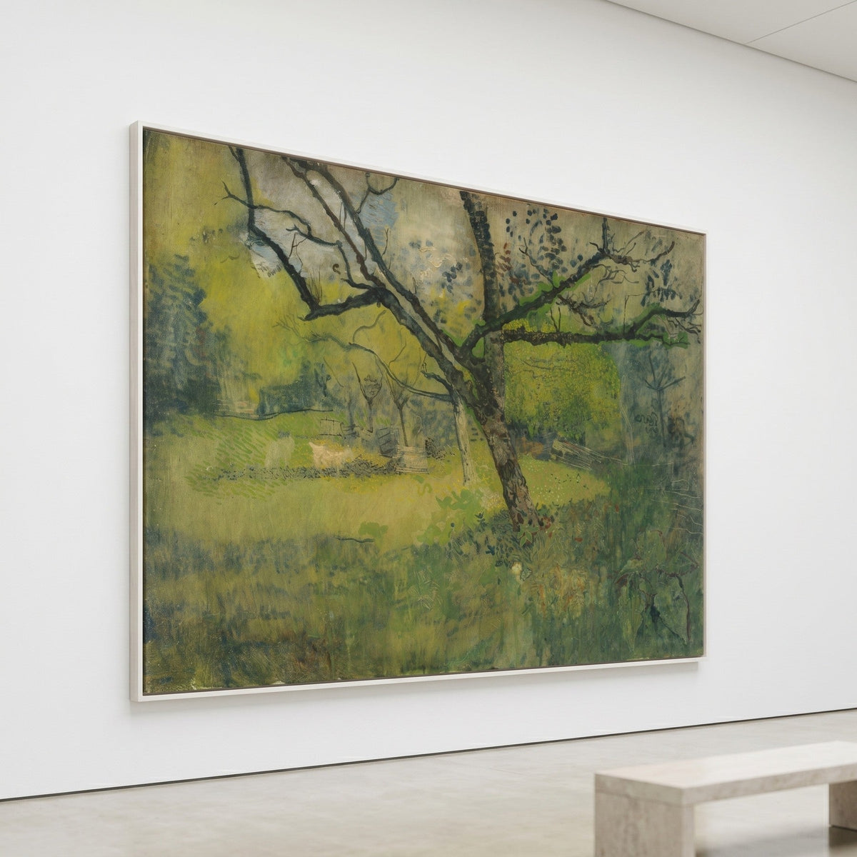R.N. Roland Holst | Large Olive Green Landscape Canvas Wall Art | Orchard at Eemnes