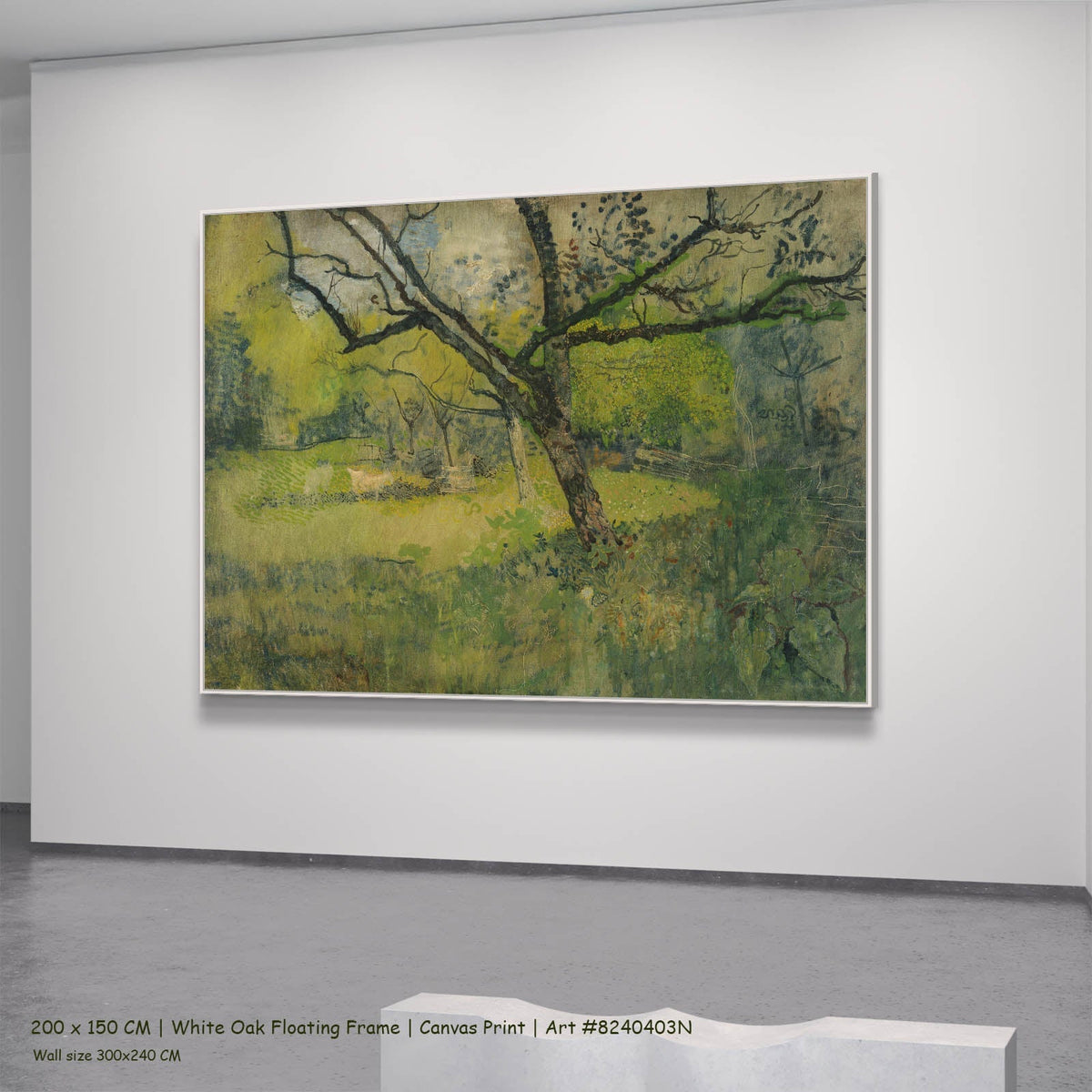 Richard Nicolaus Roland Holst — Orchard at Eemnes Landscape canvas wall art in a white oak floating frame, 200 × 150 cm