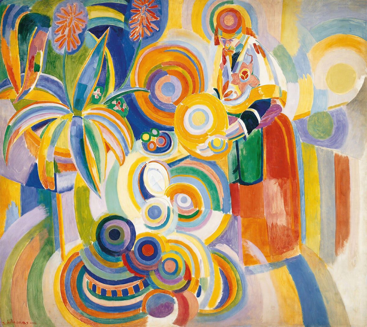 Large yellow and blue Cubist canvas print of Portuguese Woman by Robert Delaunay