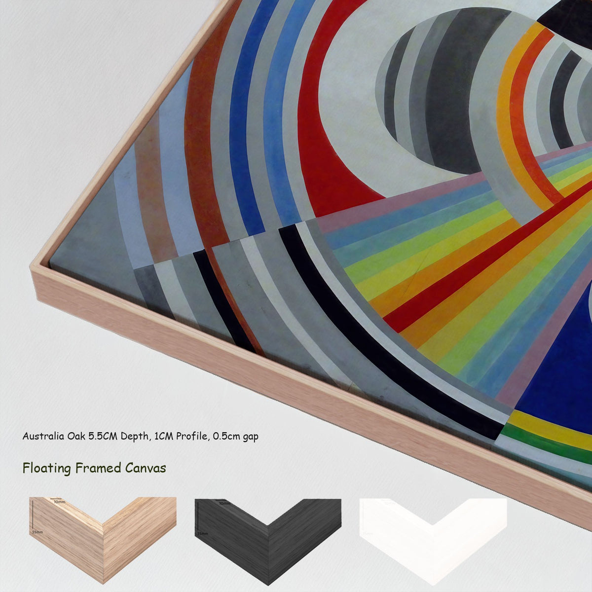 Rythme n°1, décoration pour le Salon by Robert Delaunay in a floating frame, large red and blue Colourful Abstract canvas pri