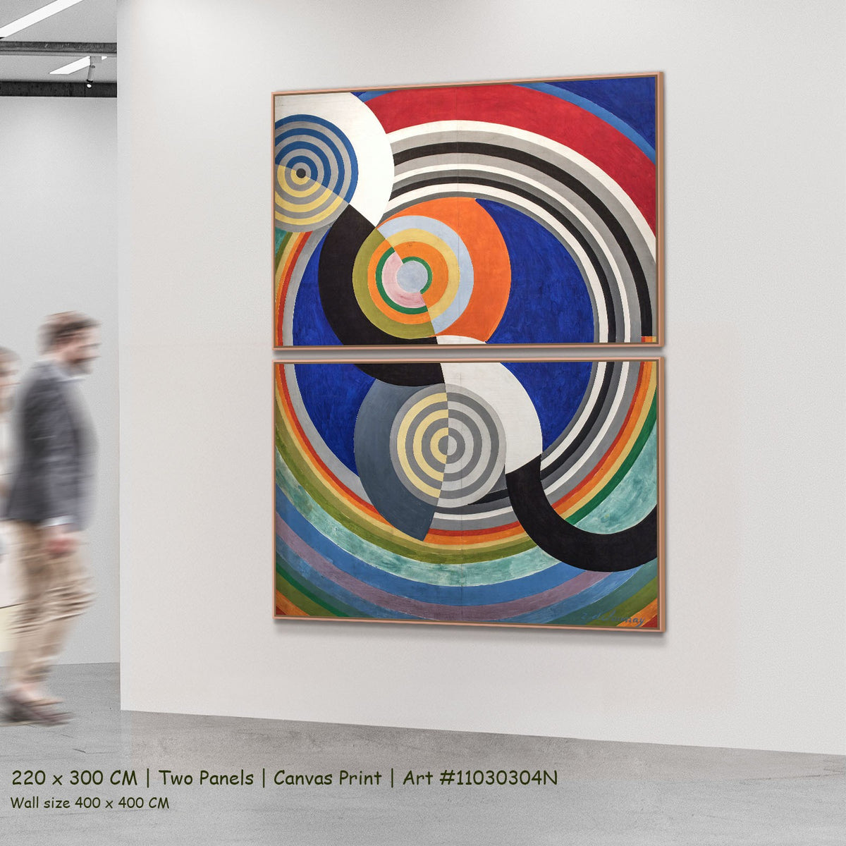 Rythme n°2, décoration pour le salon by Robert Delaunay as a large two-panel blue and orange Abstract canvas set