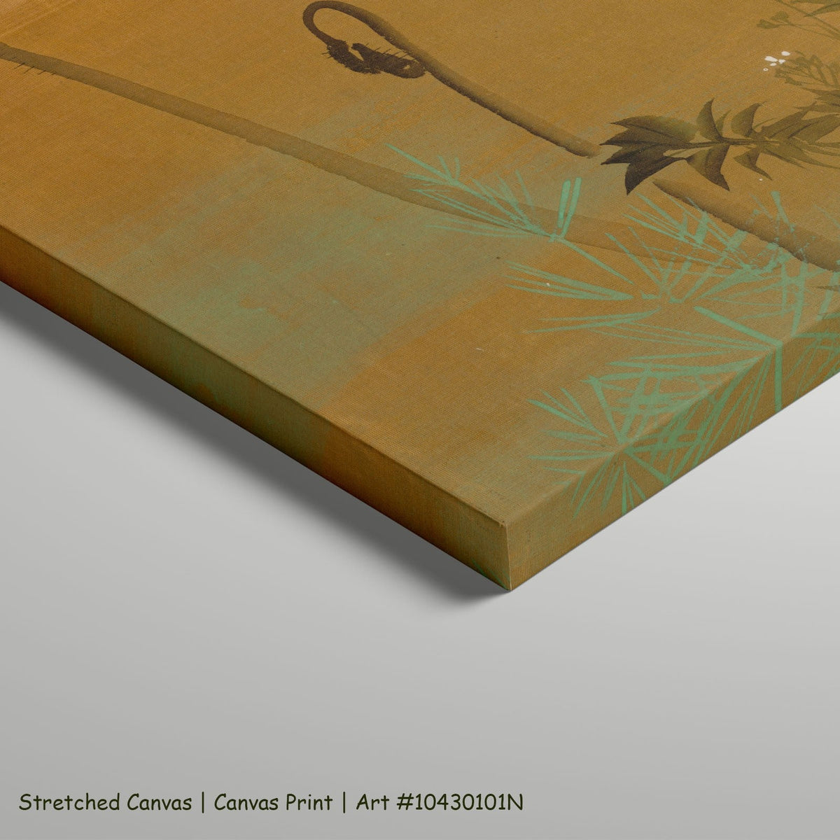 New Ferns from Album of Paintings by Shibata Zeshin as a large stretched gold and green Botanical canvas print