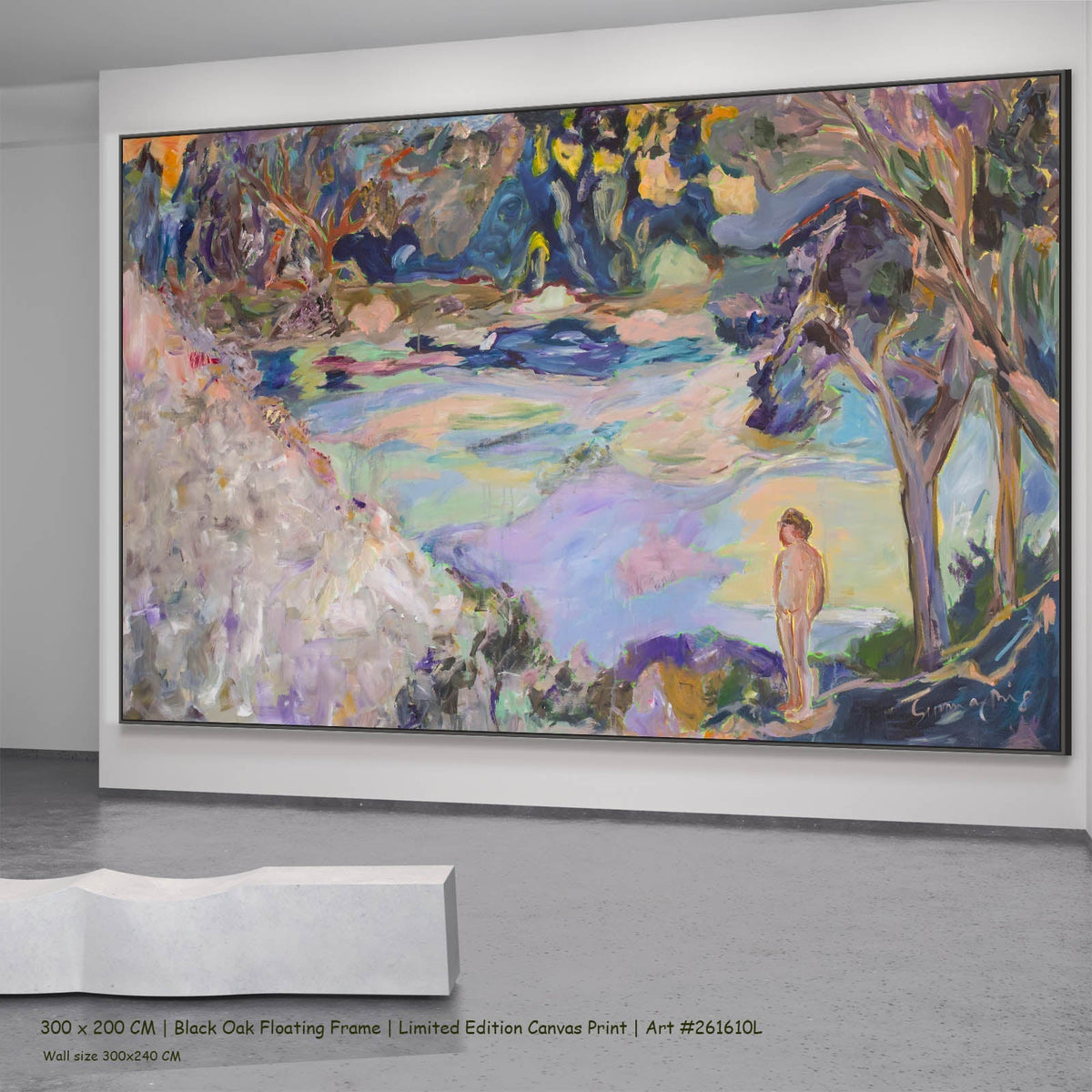 Summer Jiang — Accidental Knowing Modern canvas wall art in a black oak floating frame, 300 × 200 cm